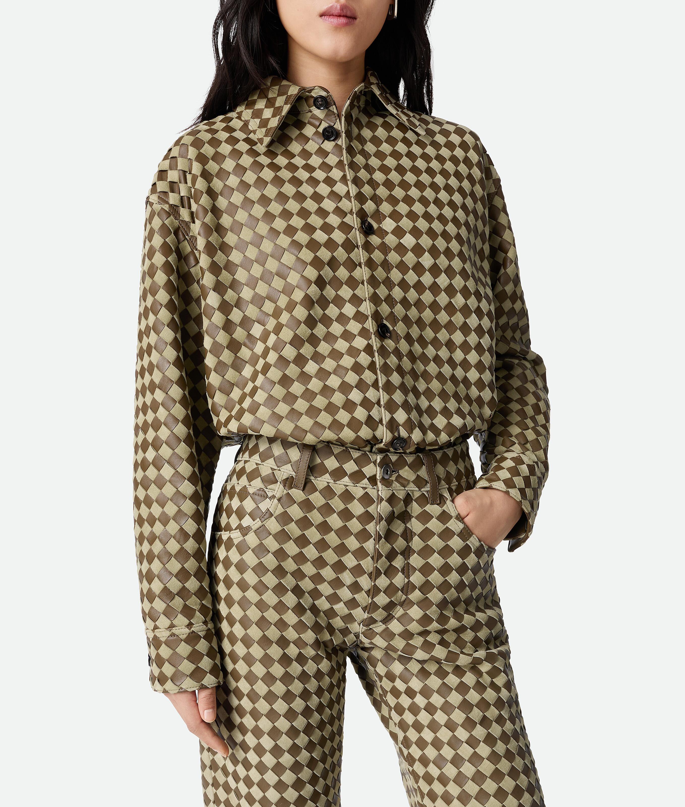 Bottega Veneta Hose Aus Intrecciato Leder Und Wildleder