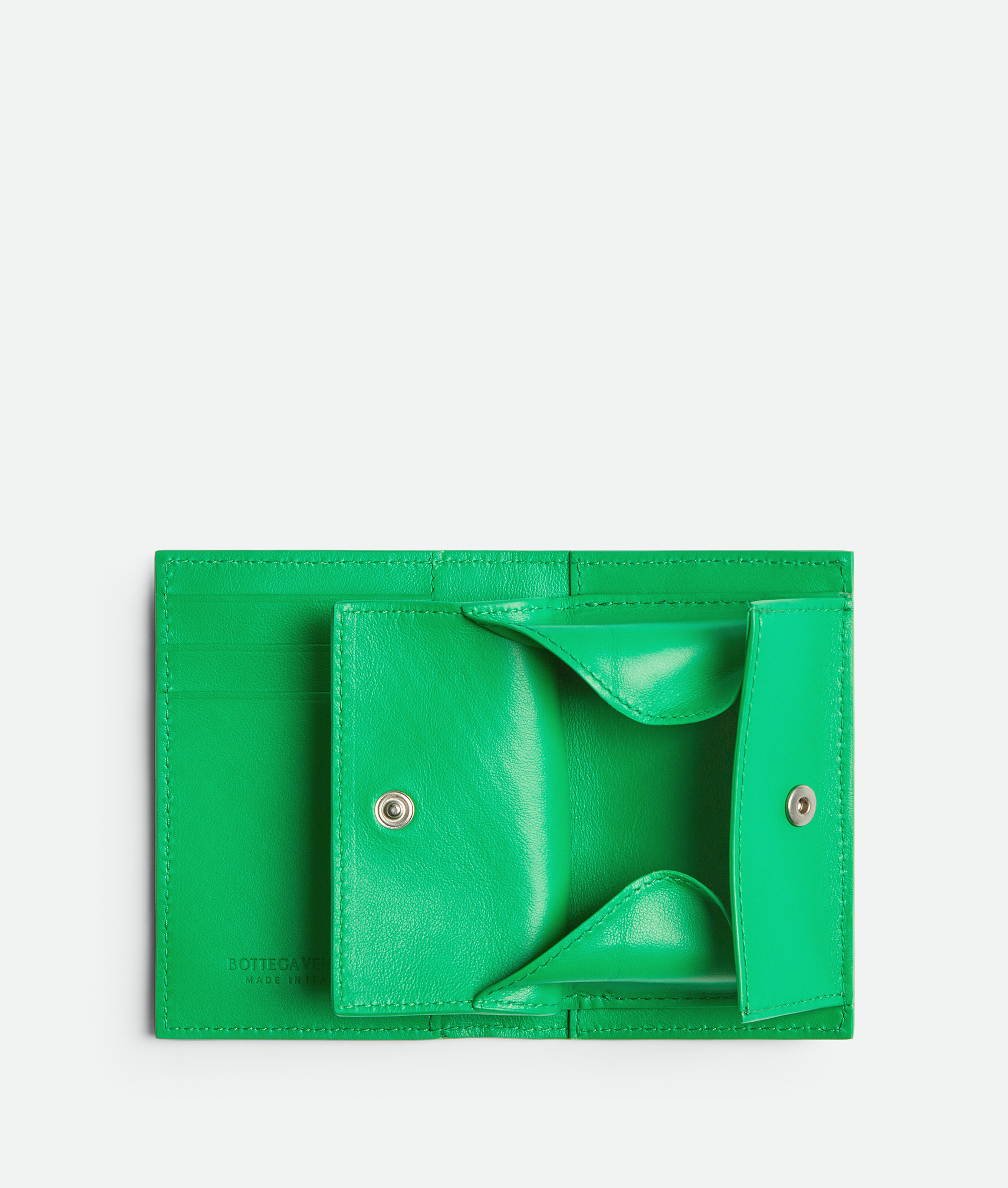 Shop Bottega Veneta Intrecciato Flap Card Case In Green