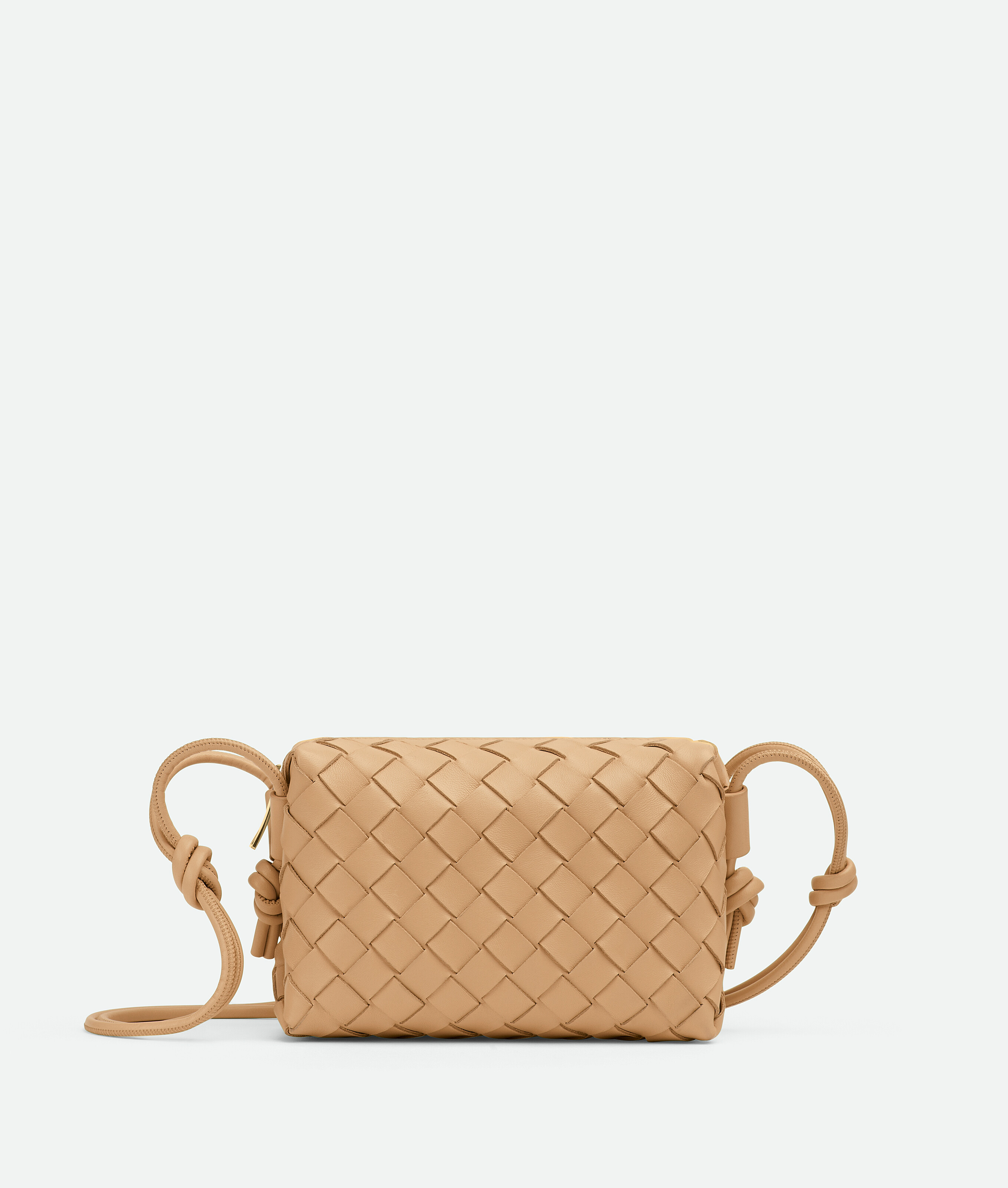 Bottega Veneta Mini Loop Intrecciato Leather Camera Bag In Beige