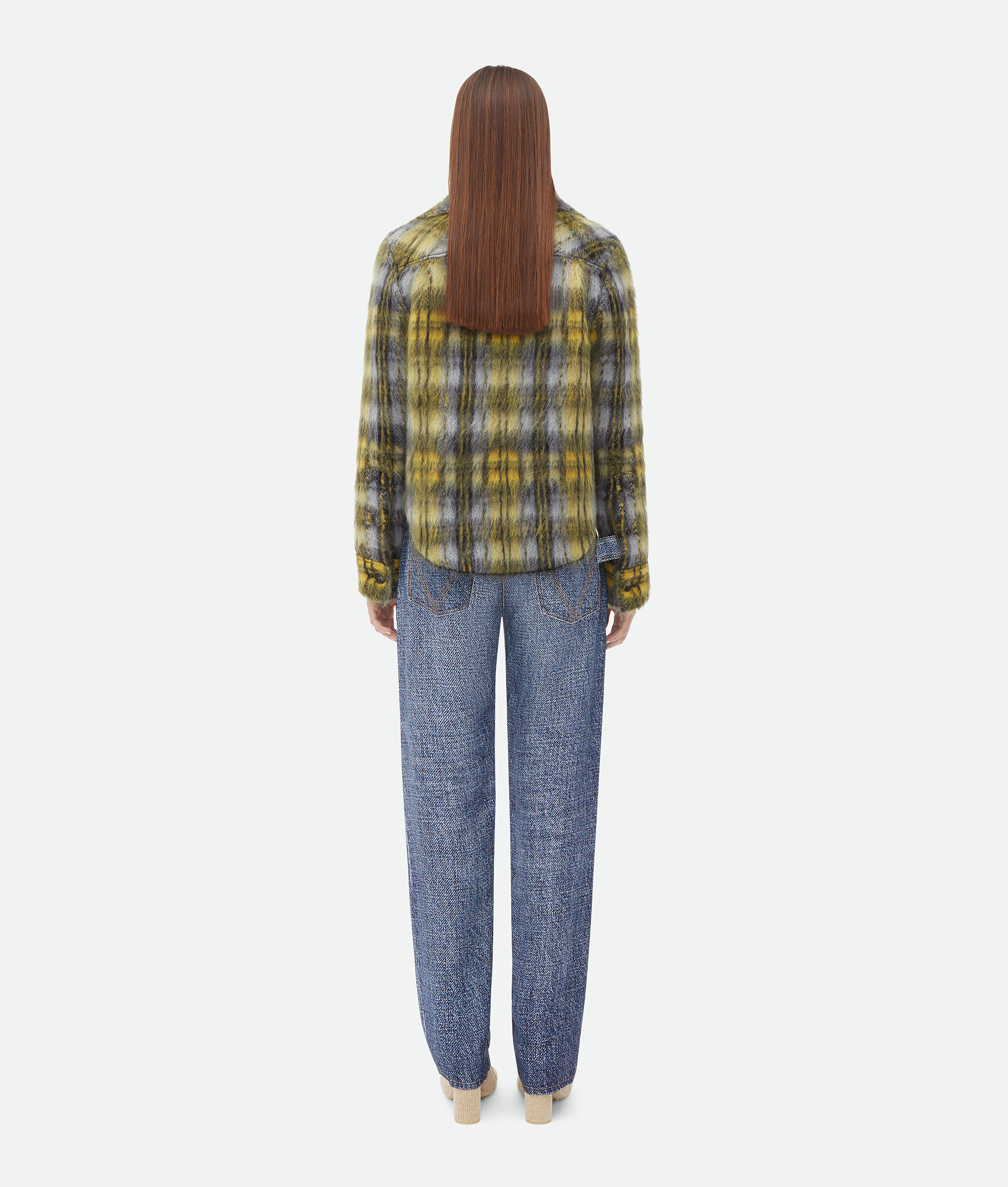 Bottega Veneta Plaid Wool Casual Jacket In Yellow