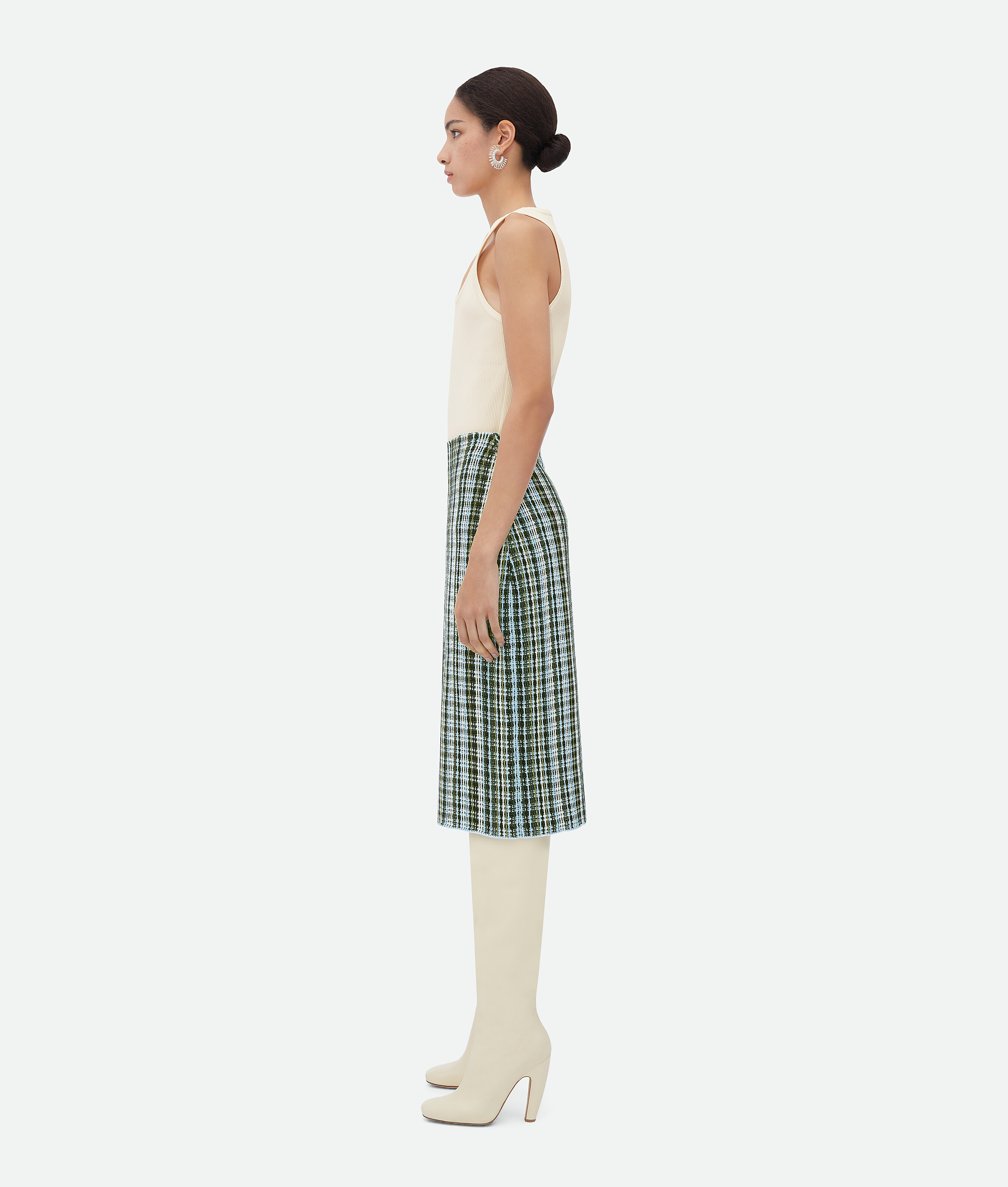 Bottega Veneta Cotton Viscose Check Skirt In Multicolor
