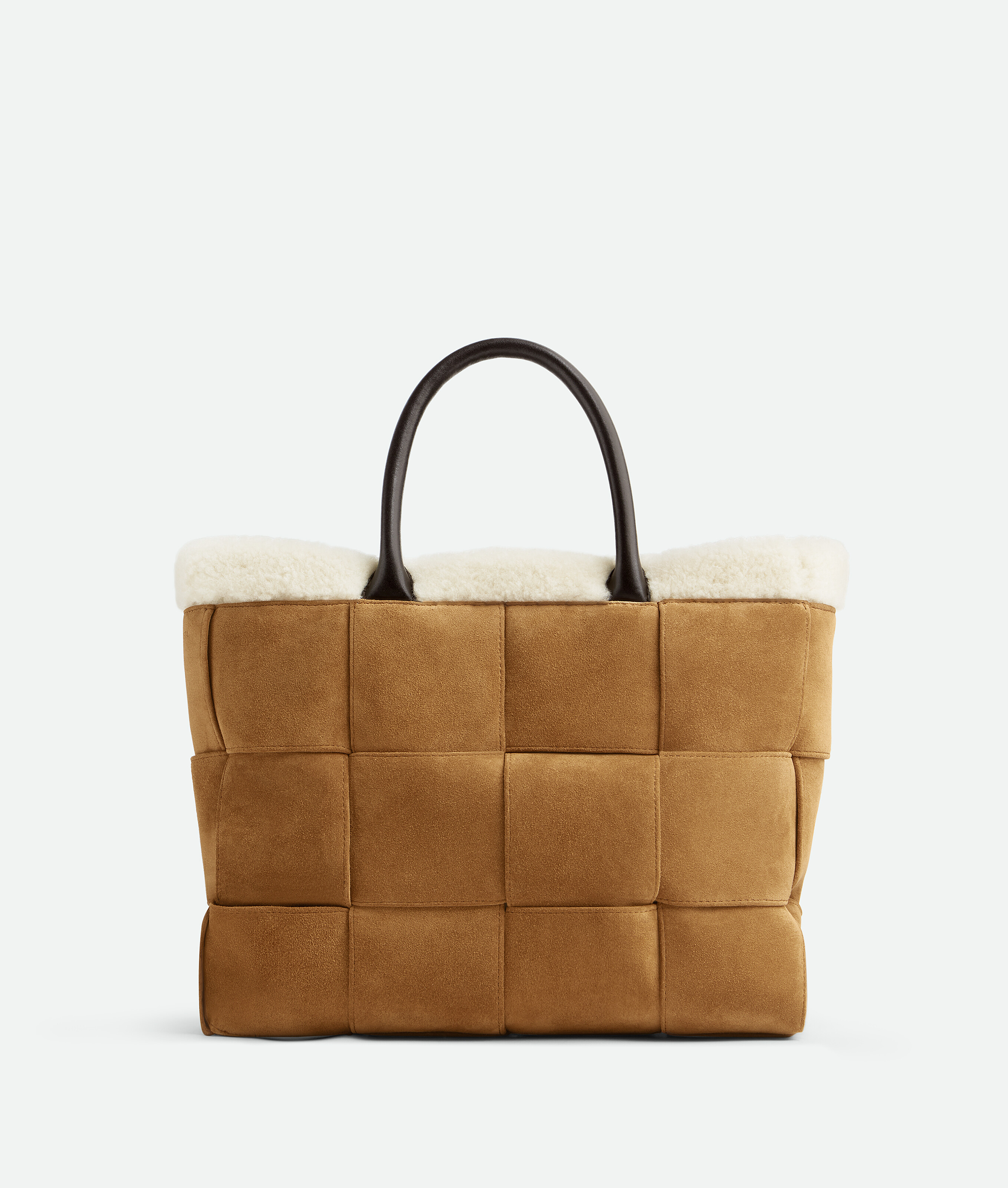 Shop Bottega Veneta Small Arco Tote Bag With Strap In Camel/teddy/fondant