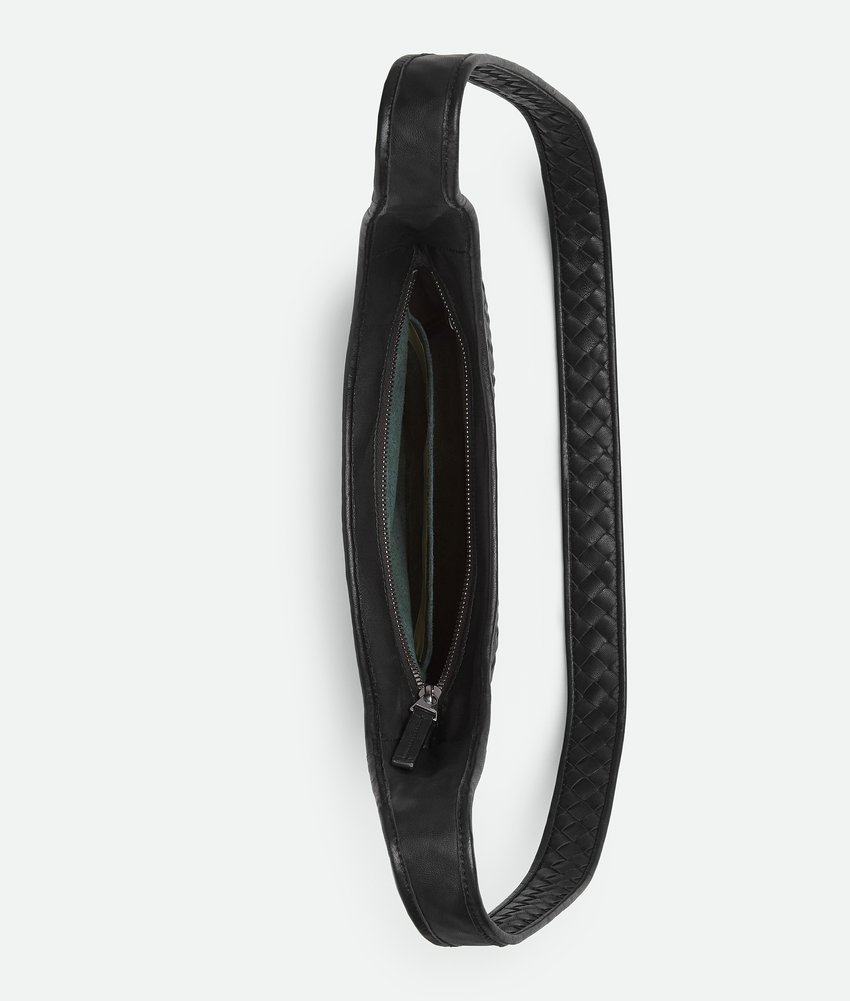 Bottega Veneta Black Crossbody Bag With Top Zip Closure And Intrecciato Motif In Leather Woman
