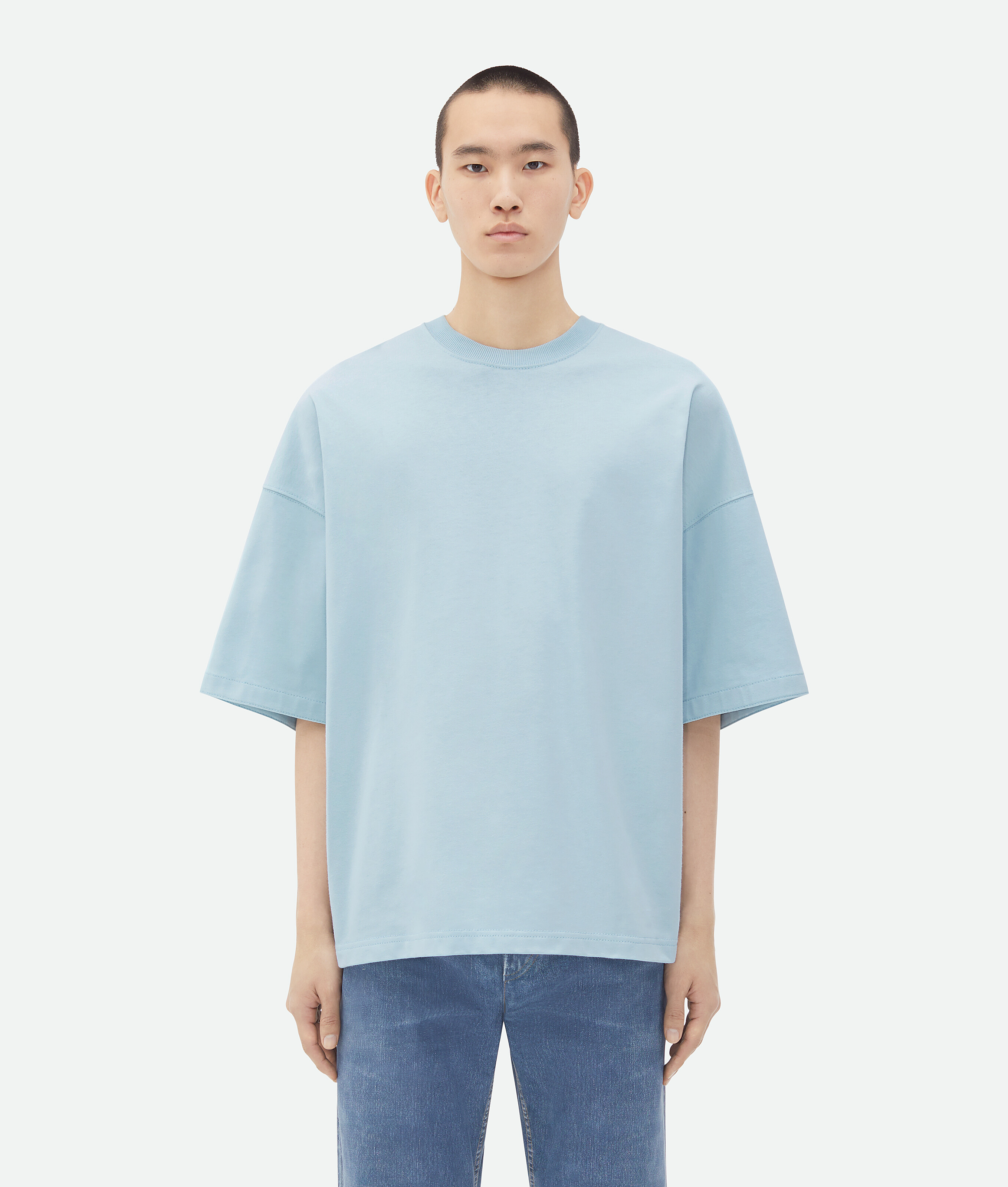 Shop Bottega Veneta Jersey Oversized T-shirt In Blue