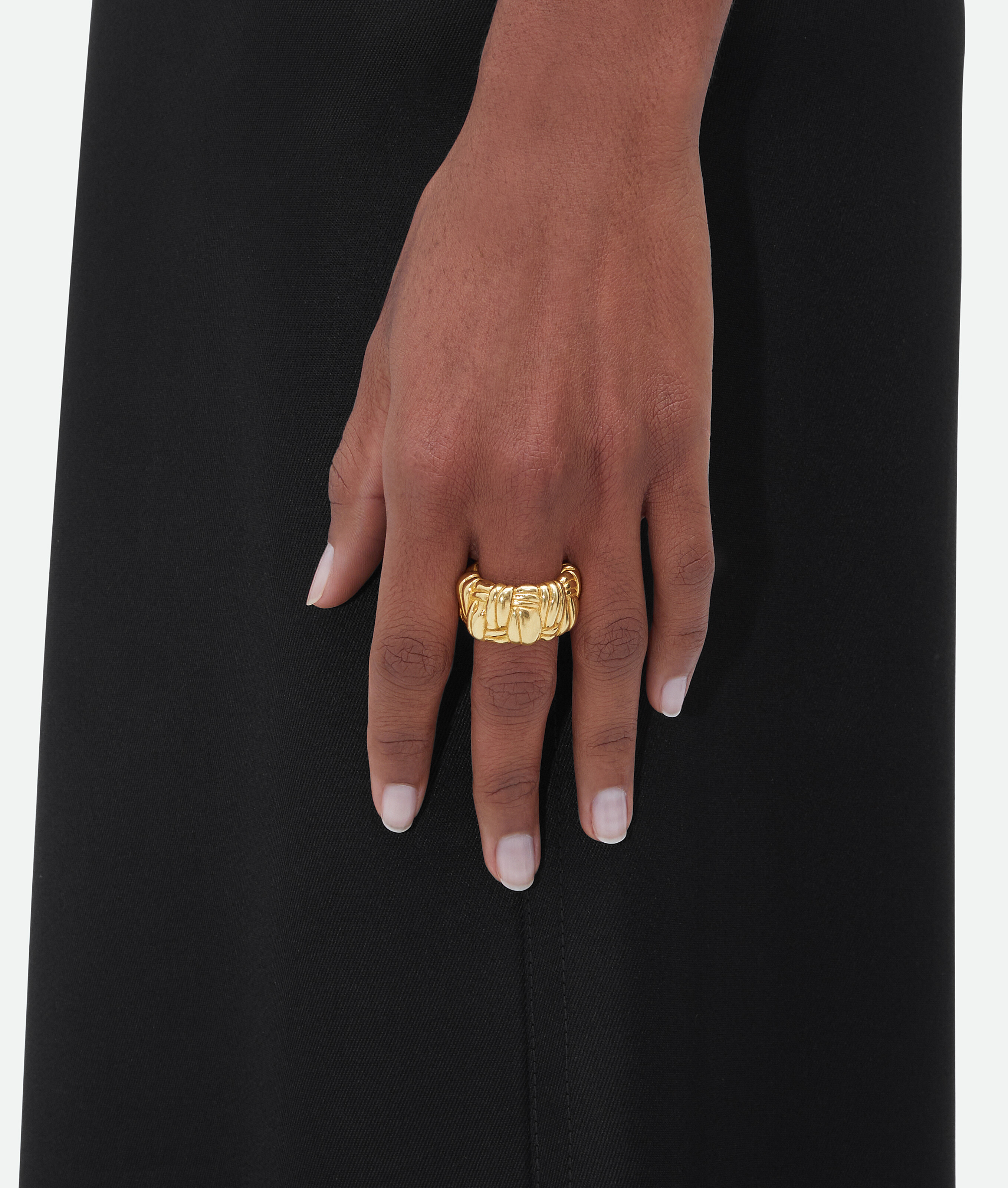 Shop Bottega Veneta Pleat Ring In Gold