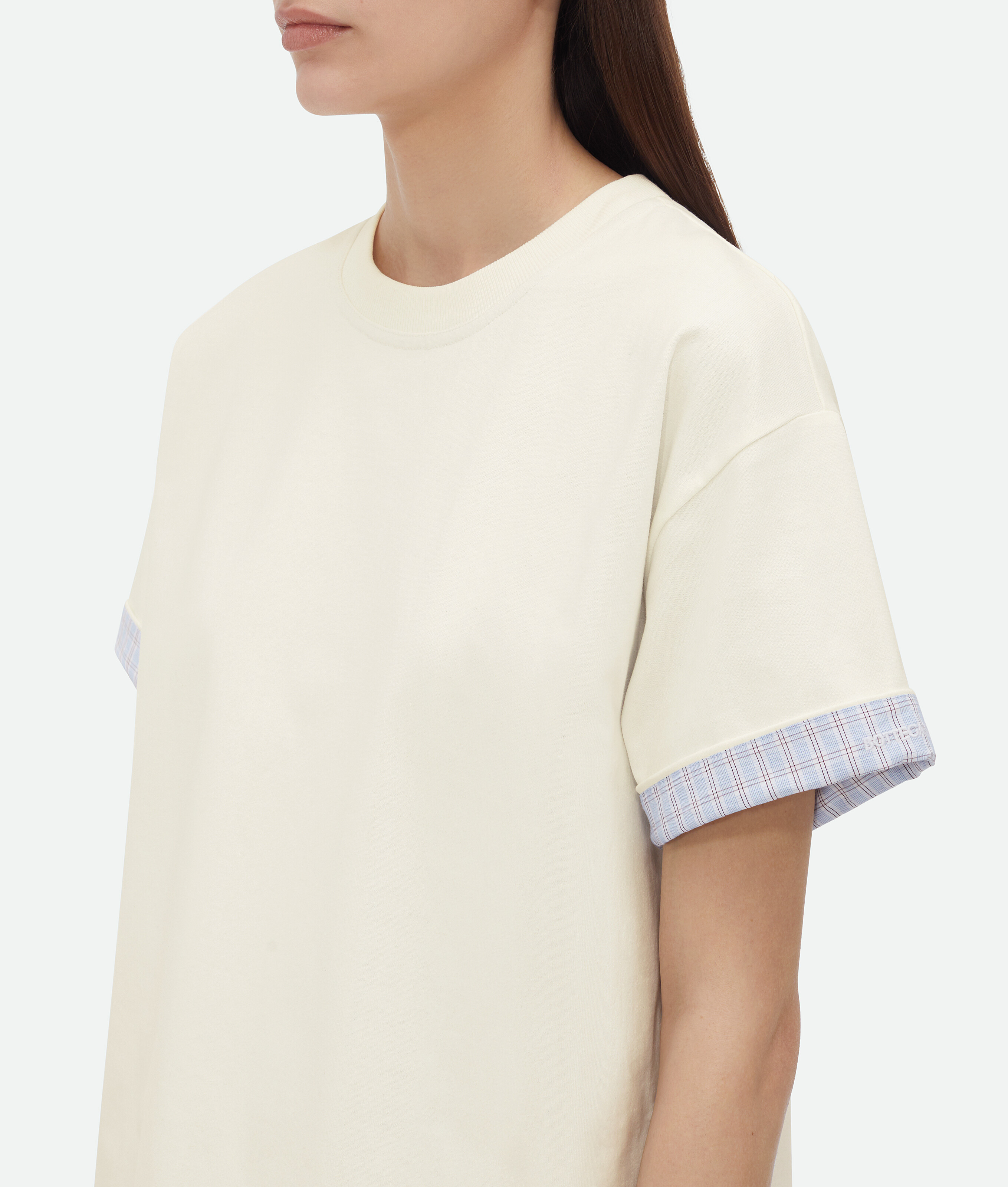 Shop Bottega Veneta Double Layer Cotton Check T-shirt In White