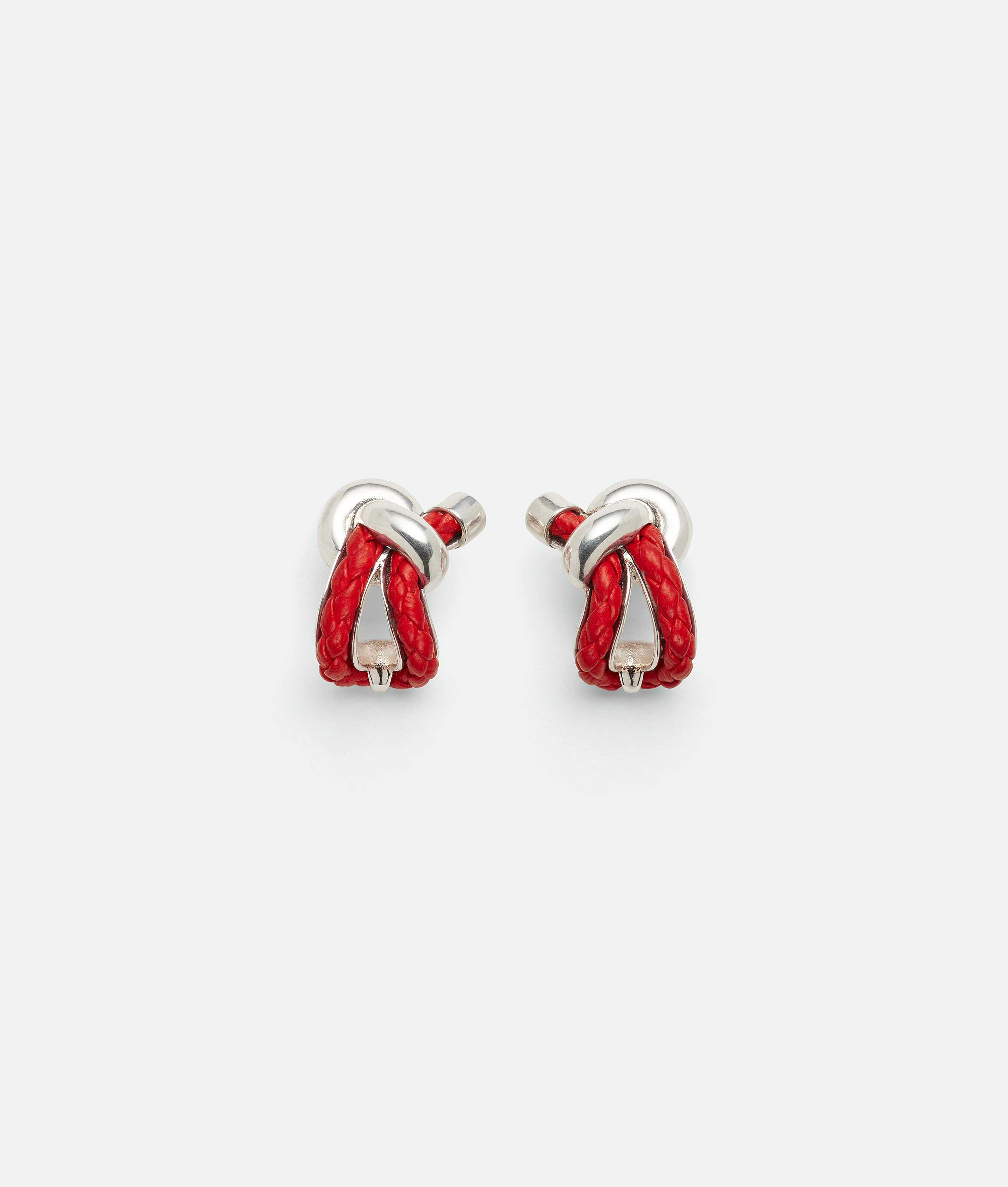 Shop Bottega Veneta Knot Hoop Earrings In Red