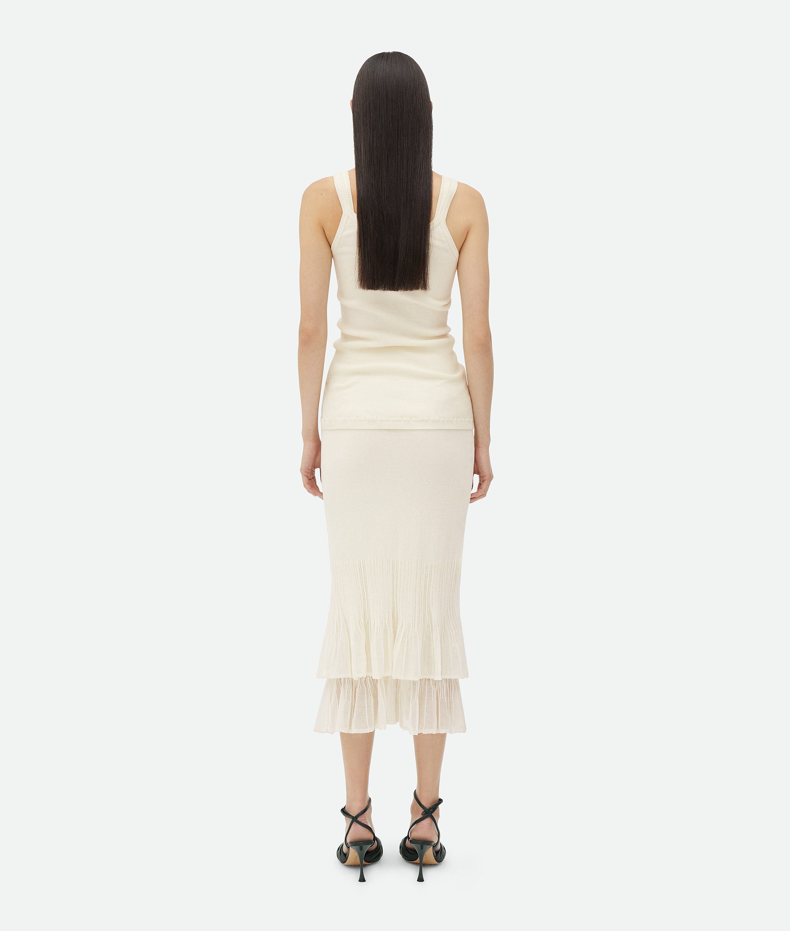 Shop Bottega Veneta Two-in-one Light Cotton Midi Skirt In White