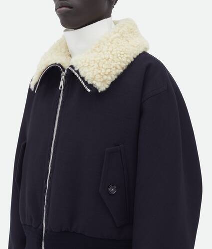 Shearling Collar Cotton Blend Jacket