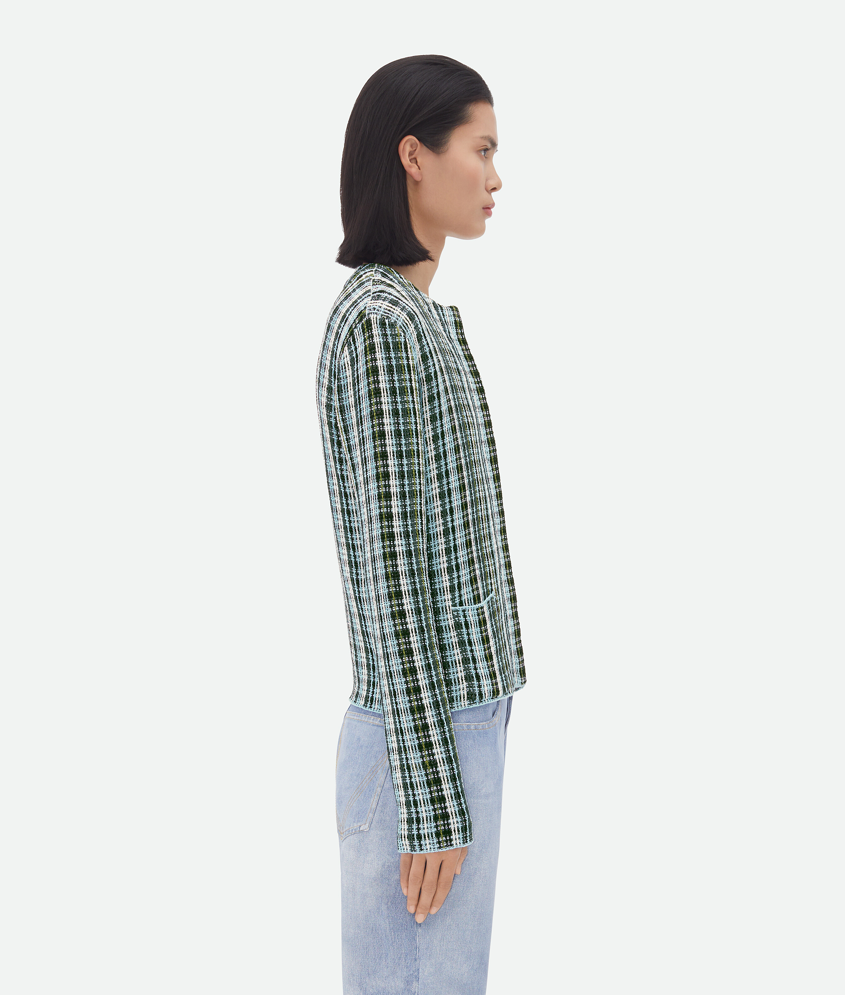 Bottega Veneta Cotton Viscose Check Jacket In Multicolor