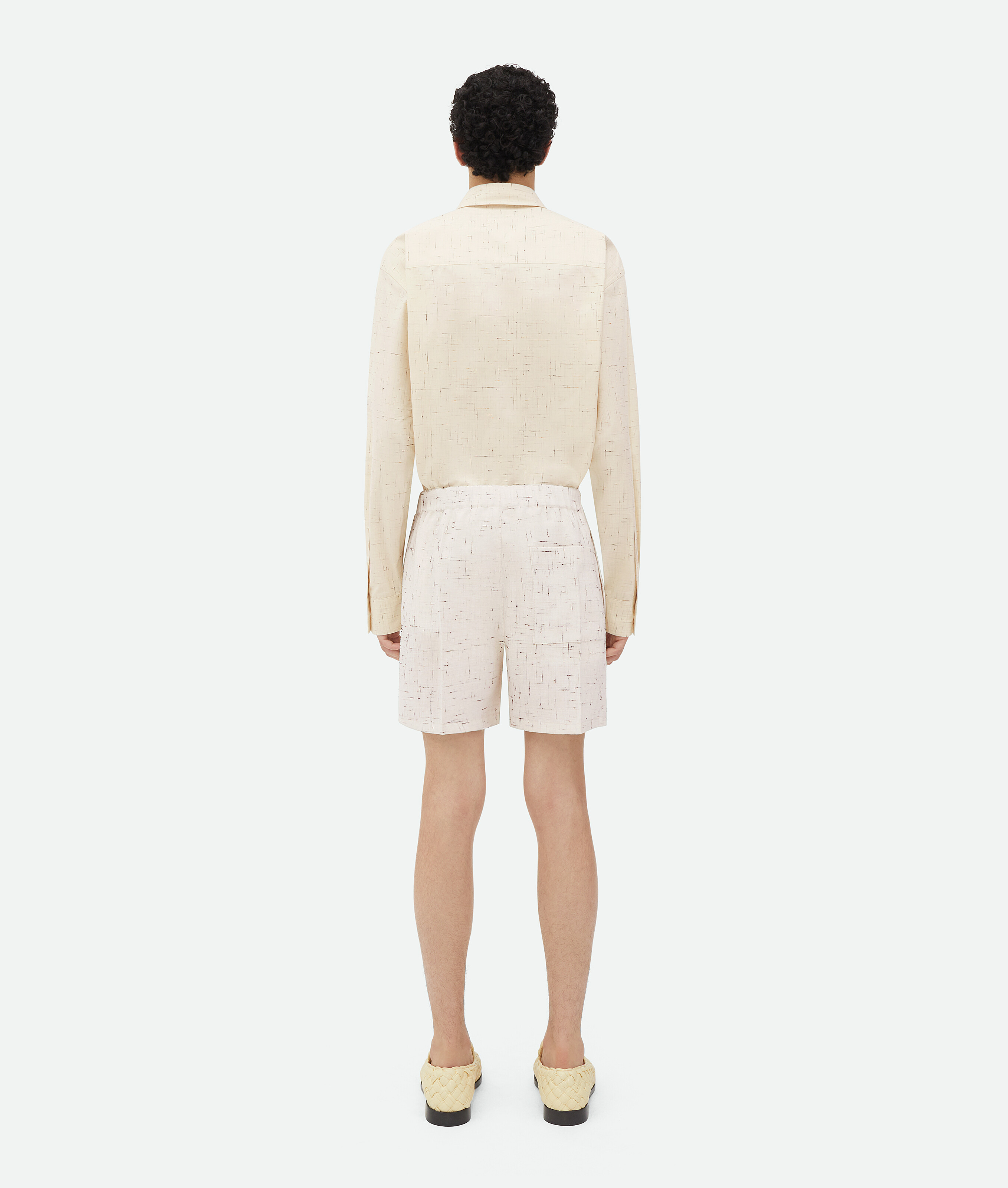 Shop Bottega Veneta Textured Criss-cross Viscose Silk Shorts In Beige