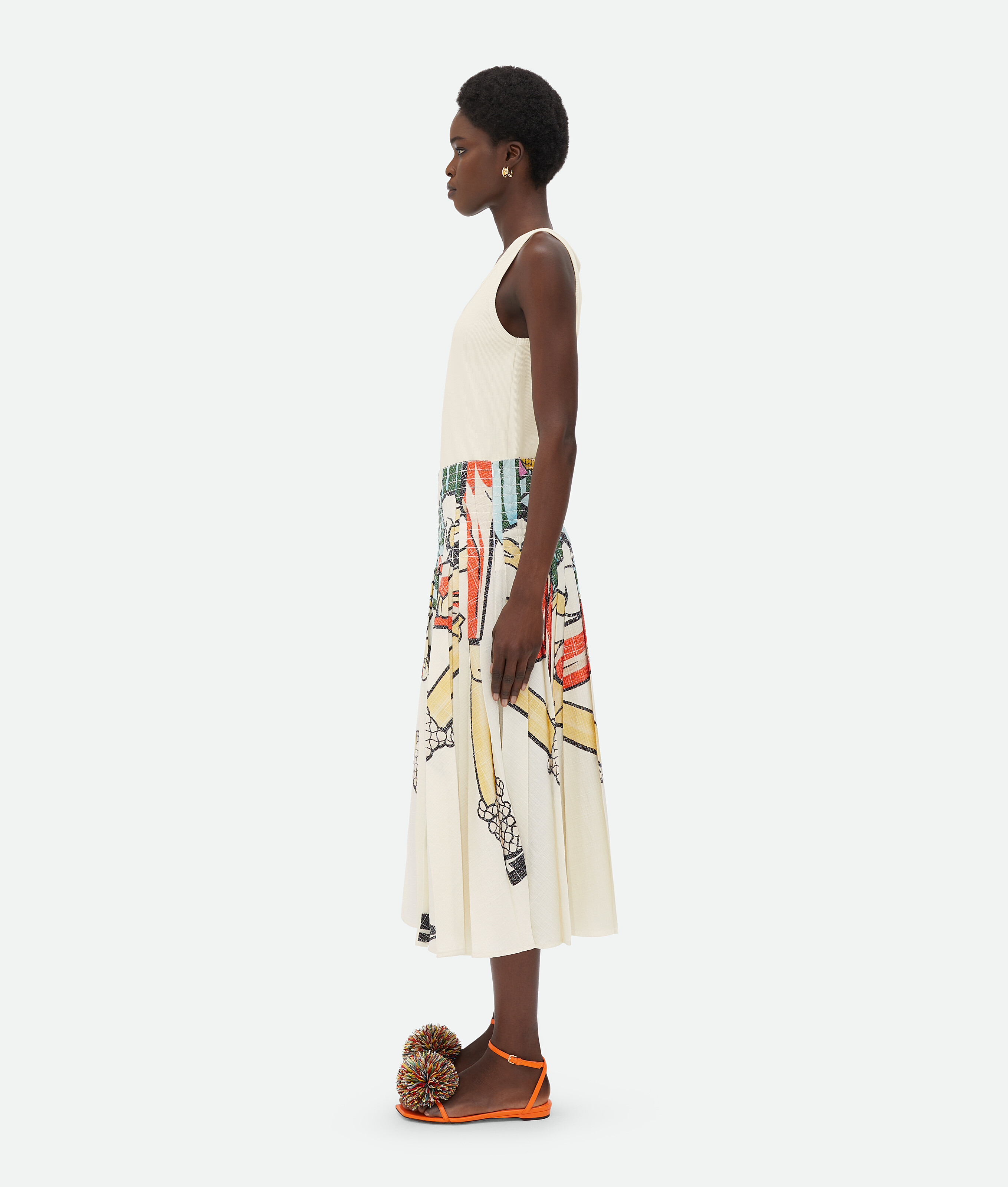 BOTTEGA VENETA PRINTED VISCOSE PLISSE MIDI SKIRT