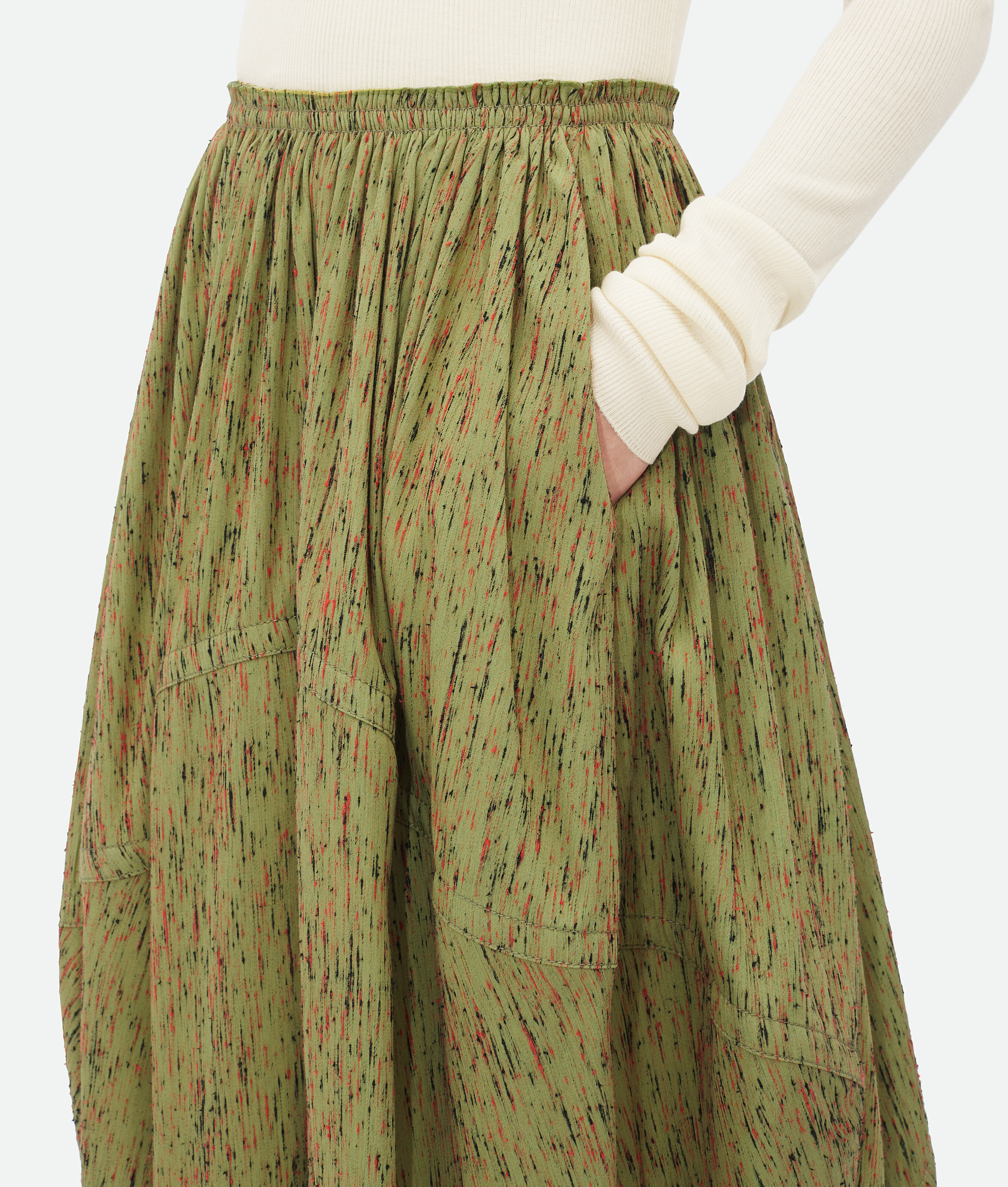 Bottega Veneta Bottega  Veneta Textured Viscose Stripe Balloon Skirt In Green