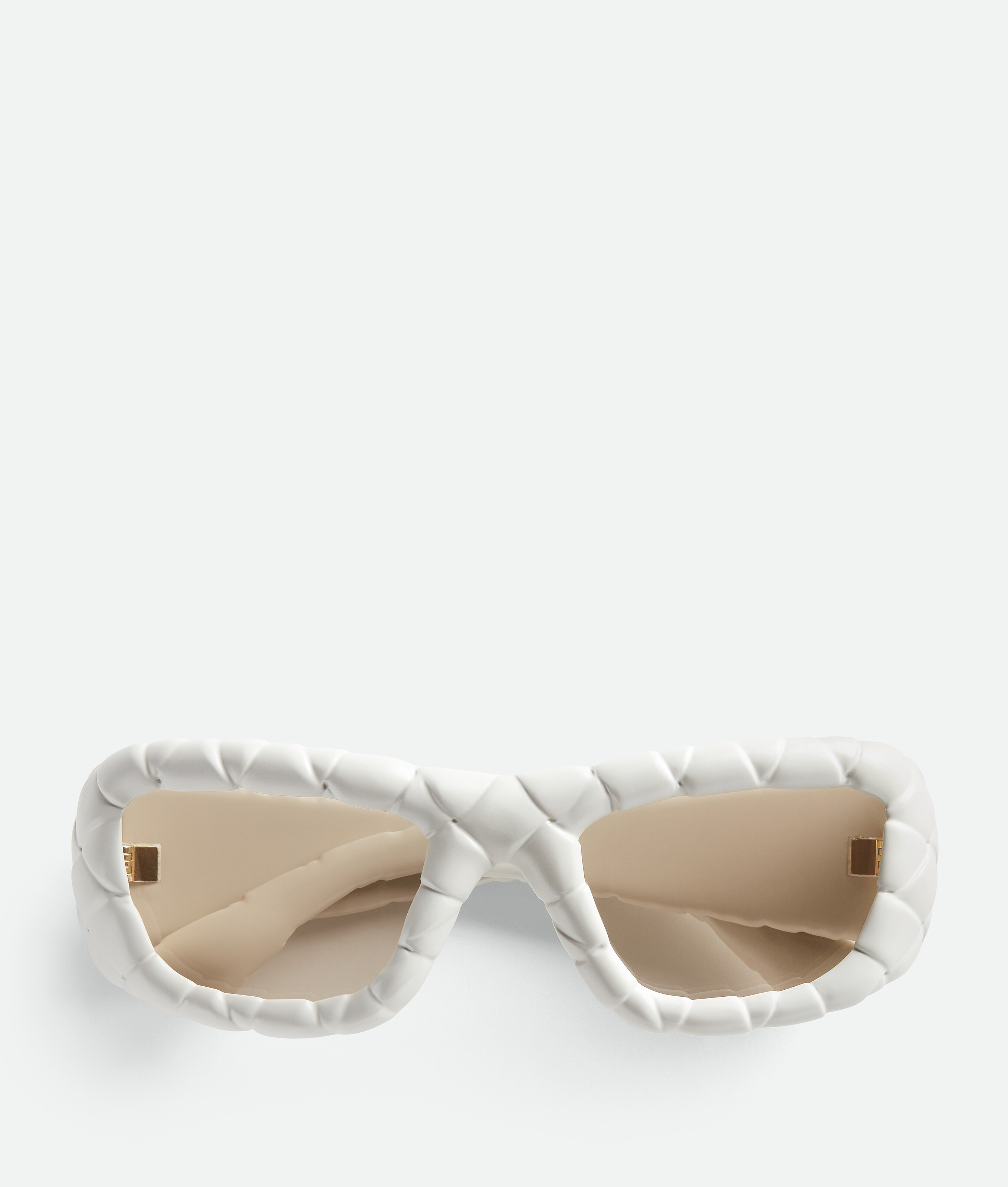 Bottega Veneta Intrecciato Rectangular Sunglasses In 화이트