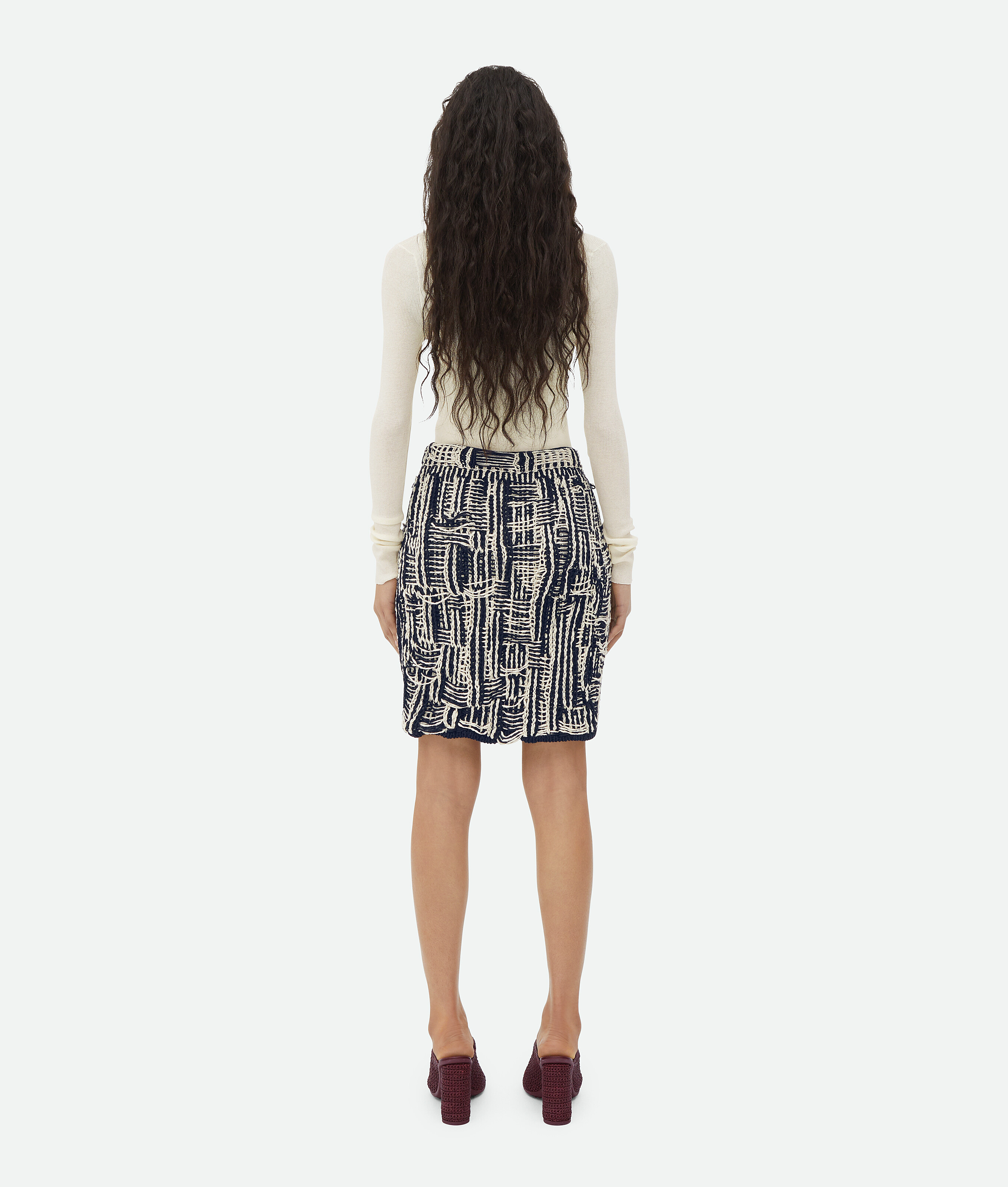 Shop Bottega Veneta Cotton Intrecciato Skirt In Blue