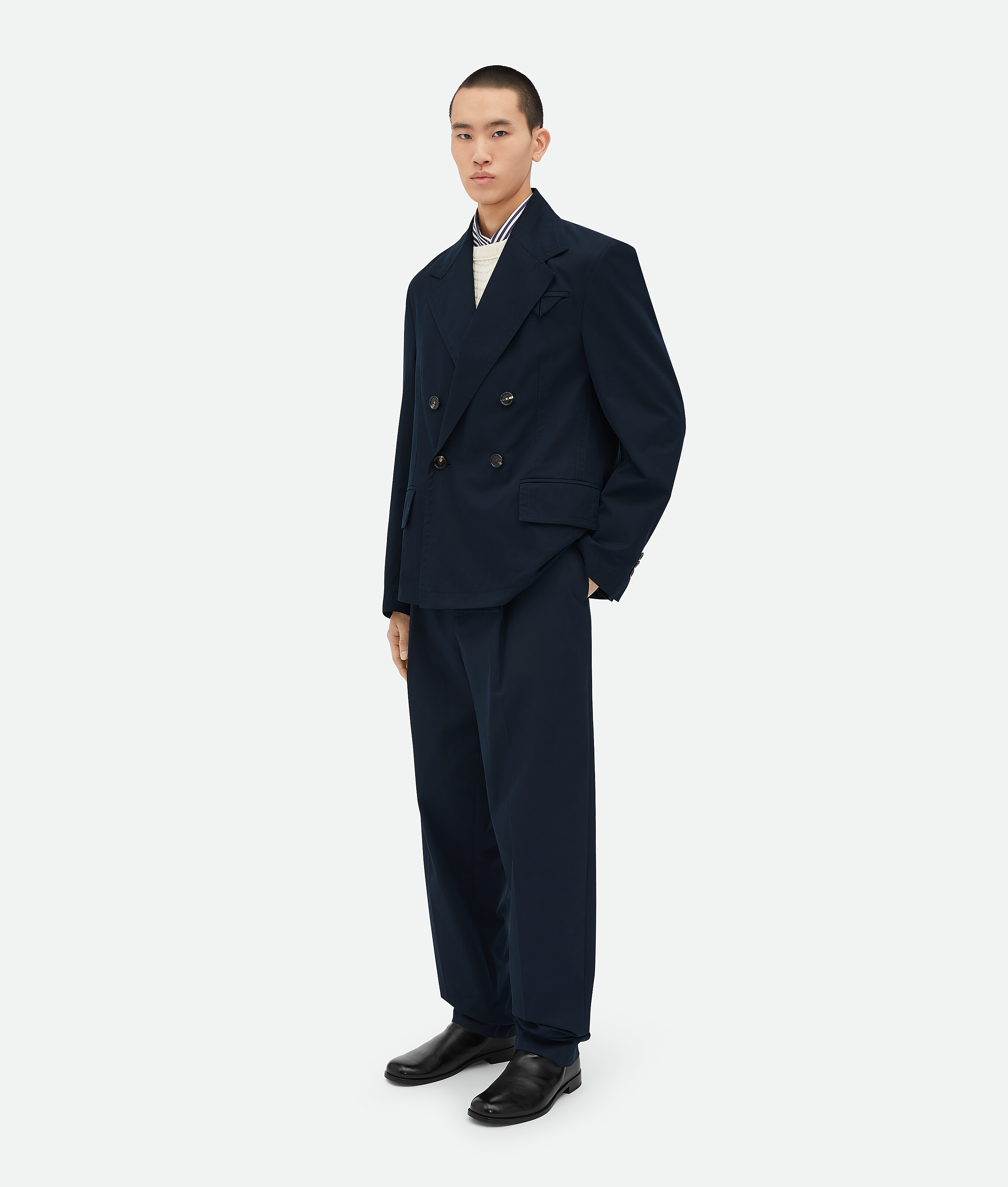 Bottega Veneta Light Cotton Twill Jacket In Midnight Blue