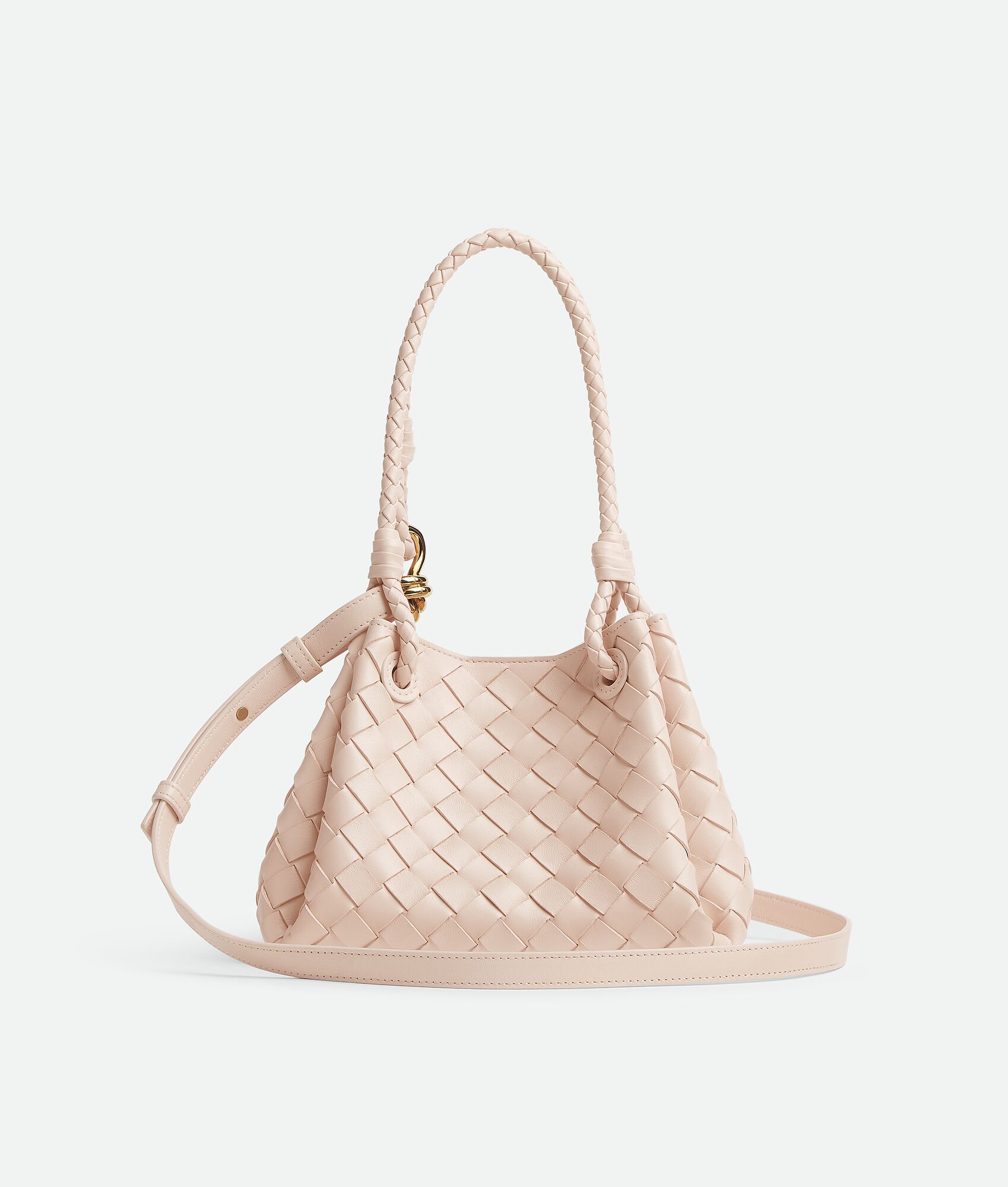 BOTTEGA VENETA 25S SMALL PARACHUTE 21 IN RASPBERRY PINK CALFSKIN GOLD HARDWARE