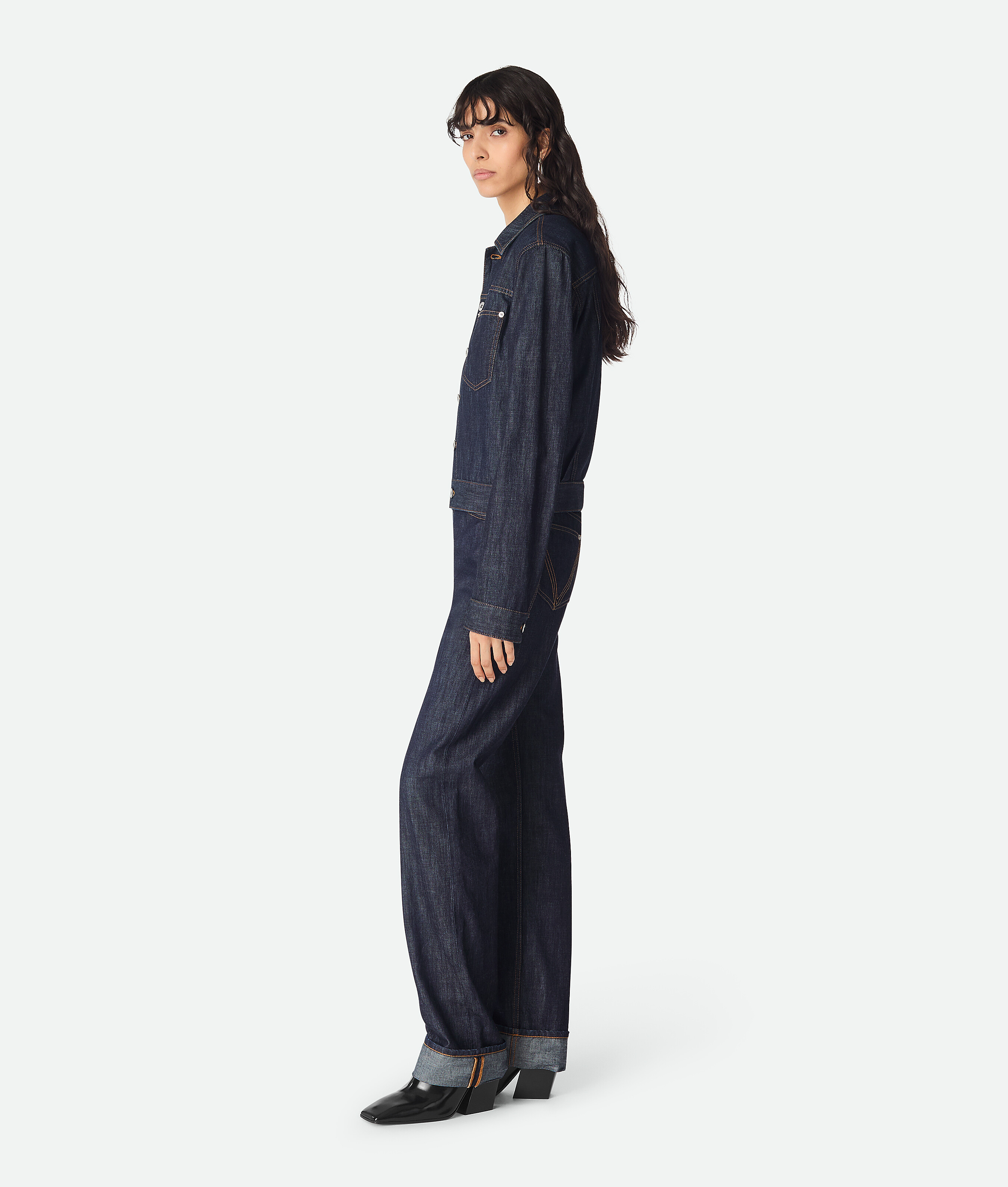 Bottega Veneta Denim Jacket Collared Chest Pockets In Blue
