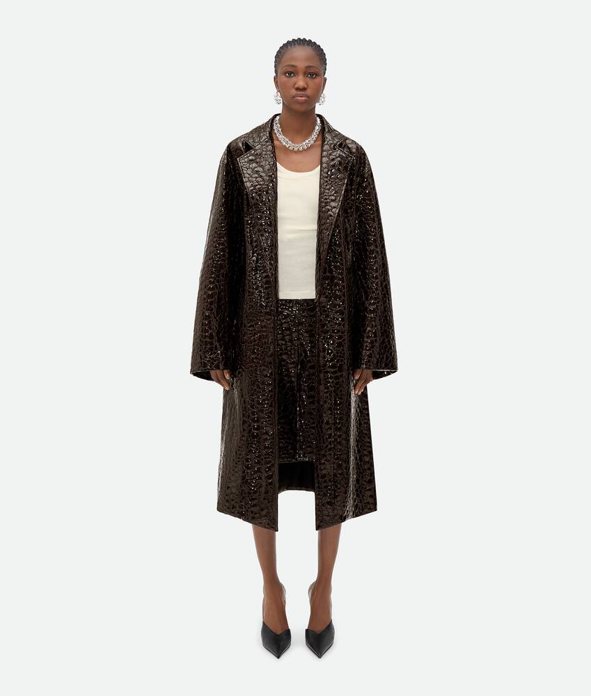 Display a large version of the product image 1 - Oversized Fit Embossed Leather Coat