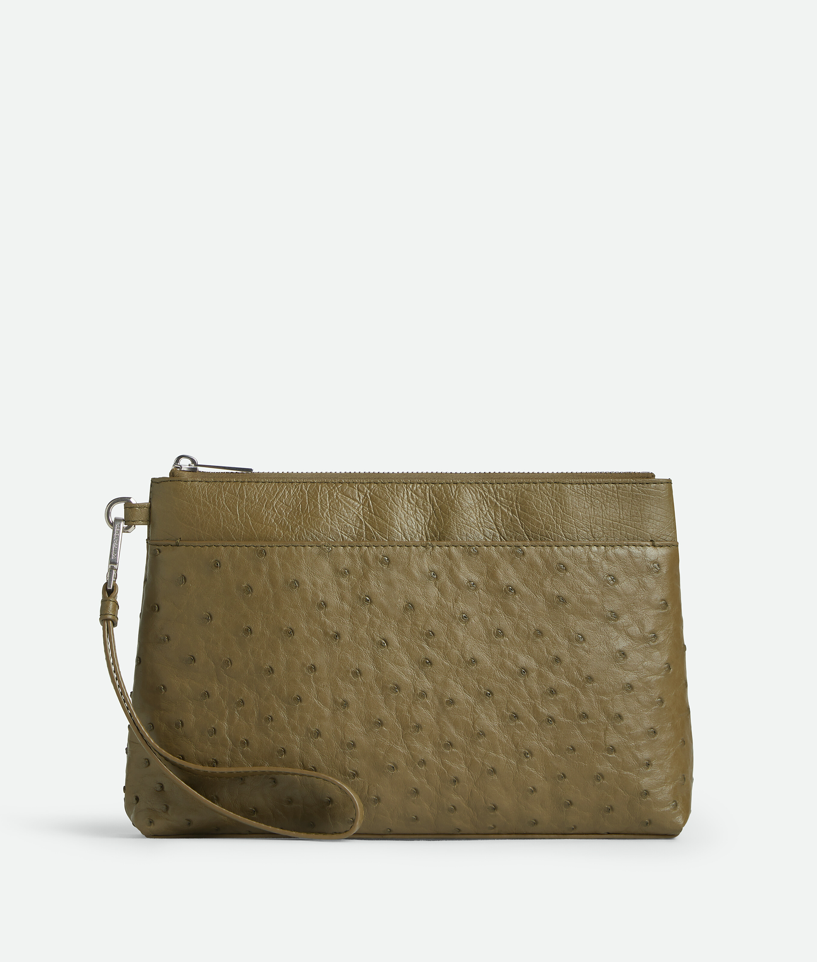 Bottega Veneta Pochette Prism In Struzzo - Verde - Uomo