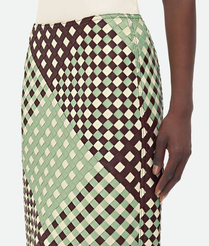 Tricolor Intrecciato Leather Skirt