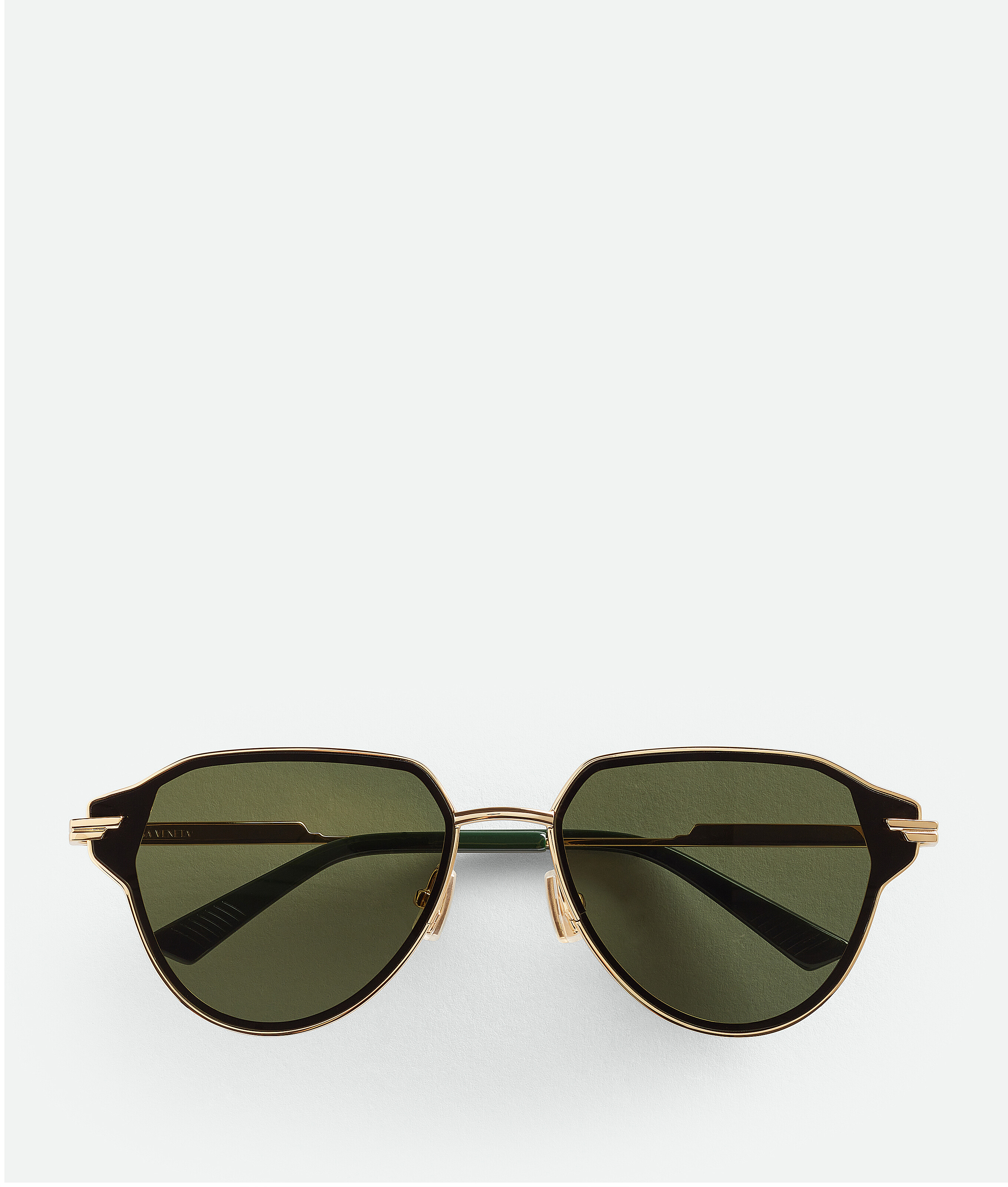 Bottega Veneta Glaze Metal Aviator Sunglasses In Green