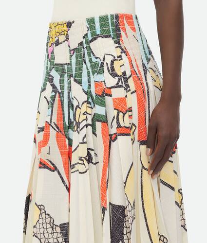 Printed Viscose Plisse Midi Skirt