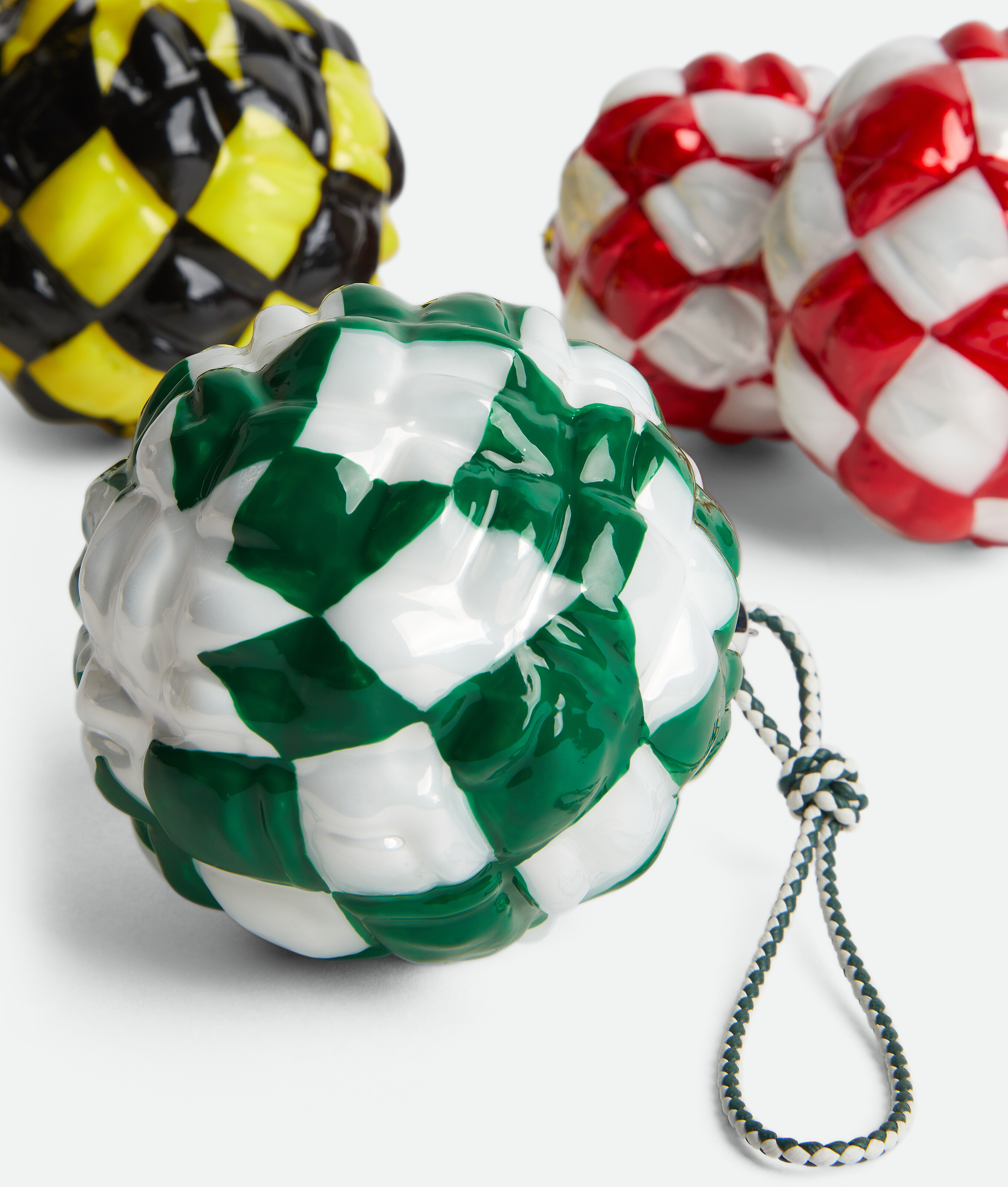 Bottega Veneta 2er-set Karierte Dekore In Transparent/emerelad Green