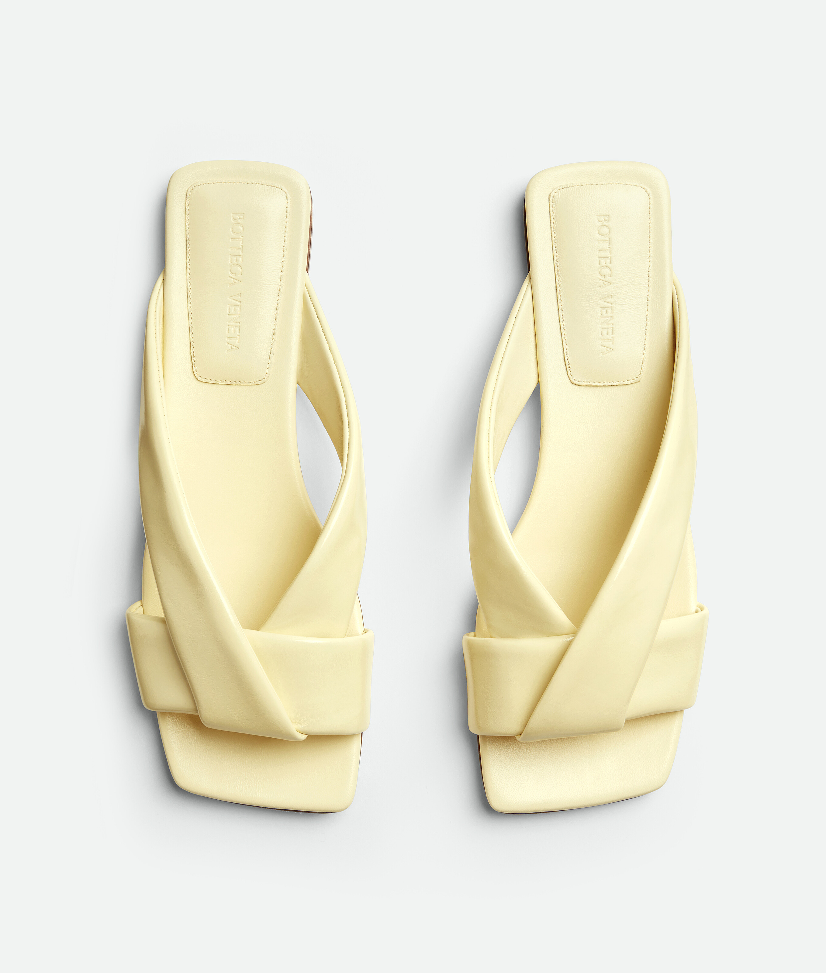 Bottega Veneta Women Pastel Yellow Leather Riva Slippers In Camomile