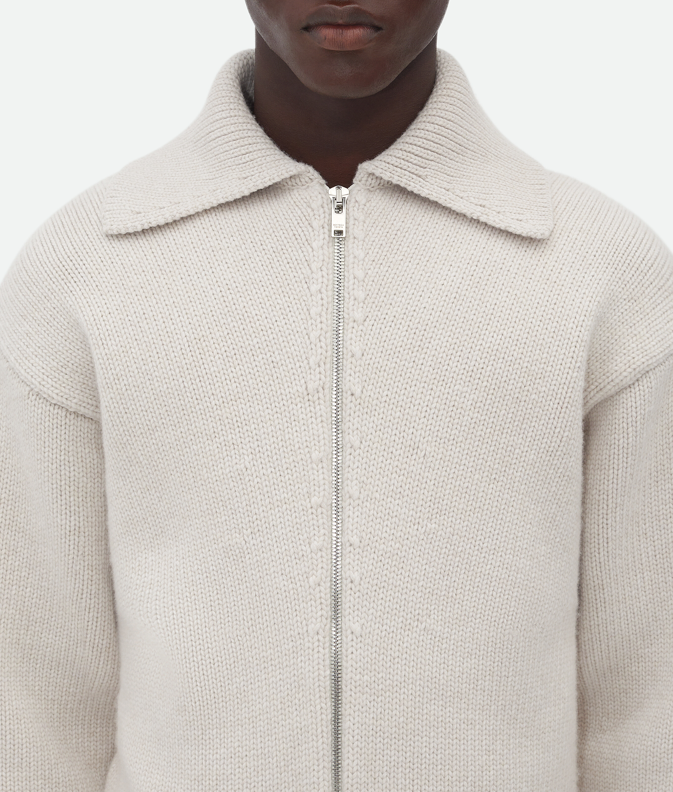 Bottega Veneta Cardigan En Laine Compacte In Dove Melange