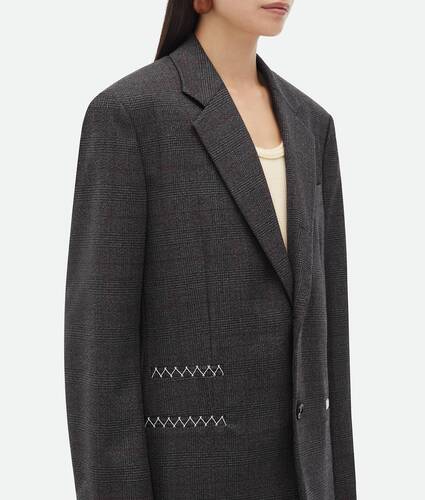 Prince Of Wales Wool Jacket With Label