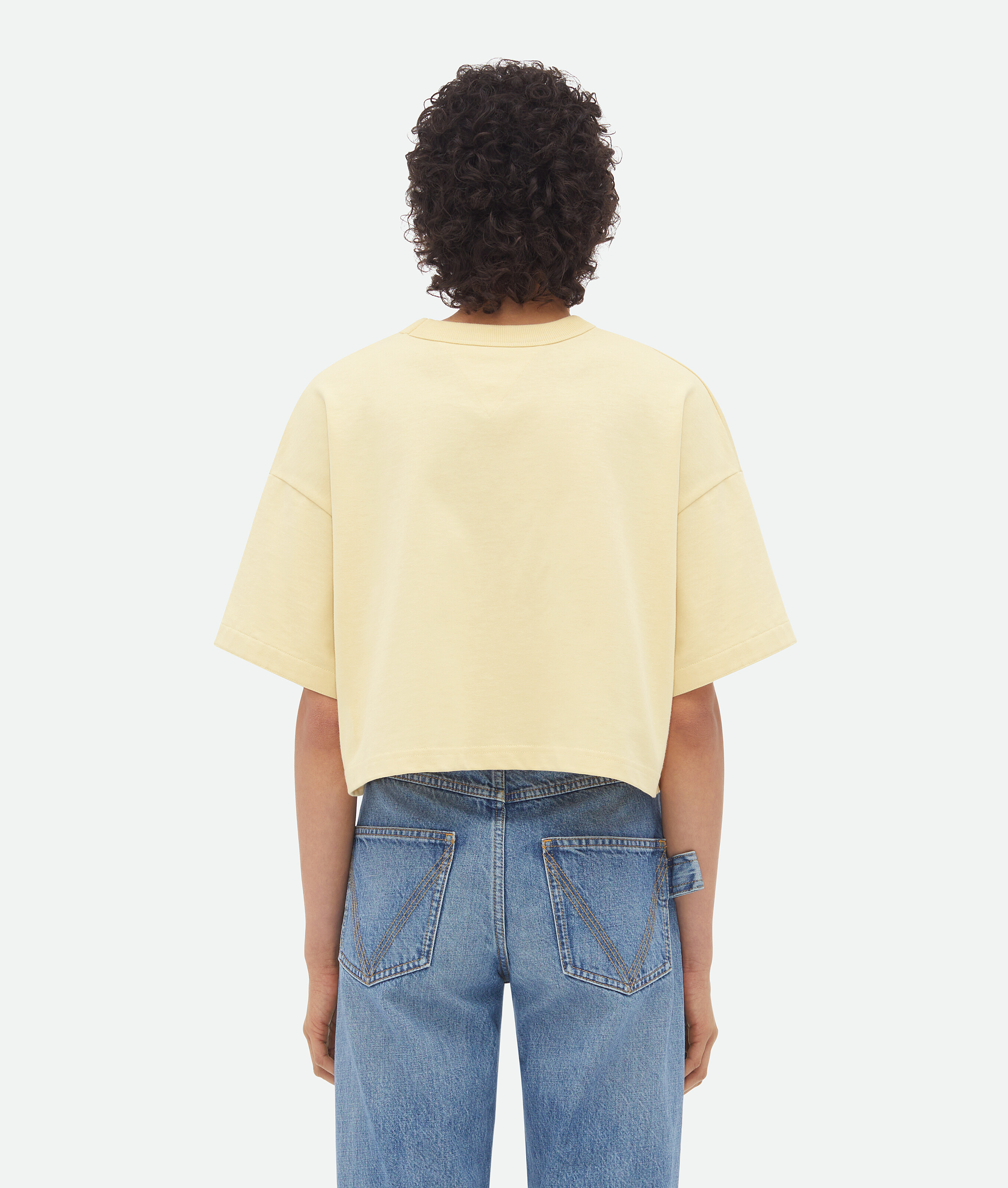 Shop Bottega Veneta T-shirt Cropped En Jersey Avec Poche En V In Yellow