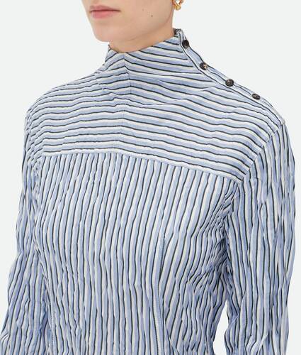 Striped Technical Viscose Crinkled Dress