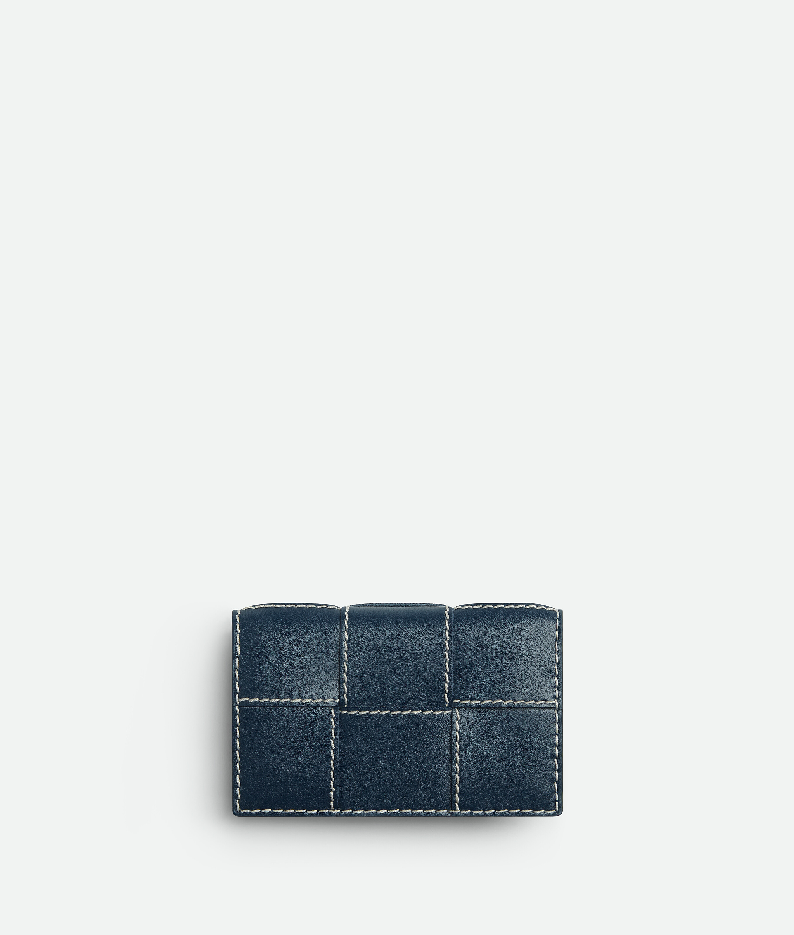 Bottega Veneta Cassette Business Card Case In Deep Blue/natural