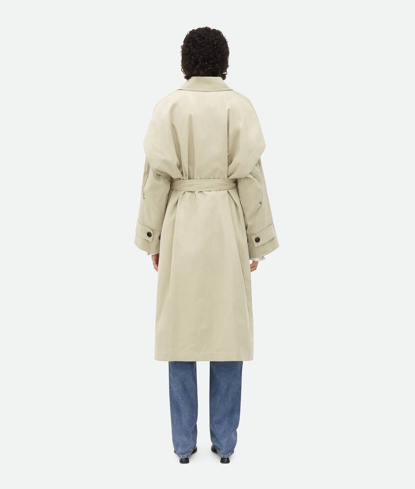 Display a large version of the product image 3 - Cotton Silk Cape Trench With Check Lining