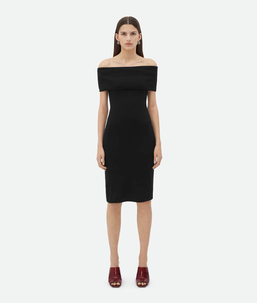 Display a large version of the product image 1 - Textured Nylon Off-The-Shoulder Dress