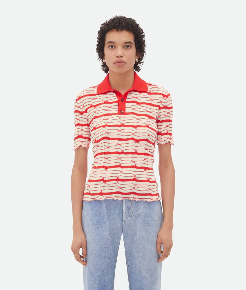 Display a large version of the product image 1 - Distorted Stripe Cotton Polo