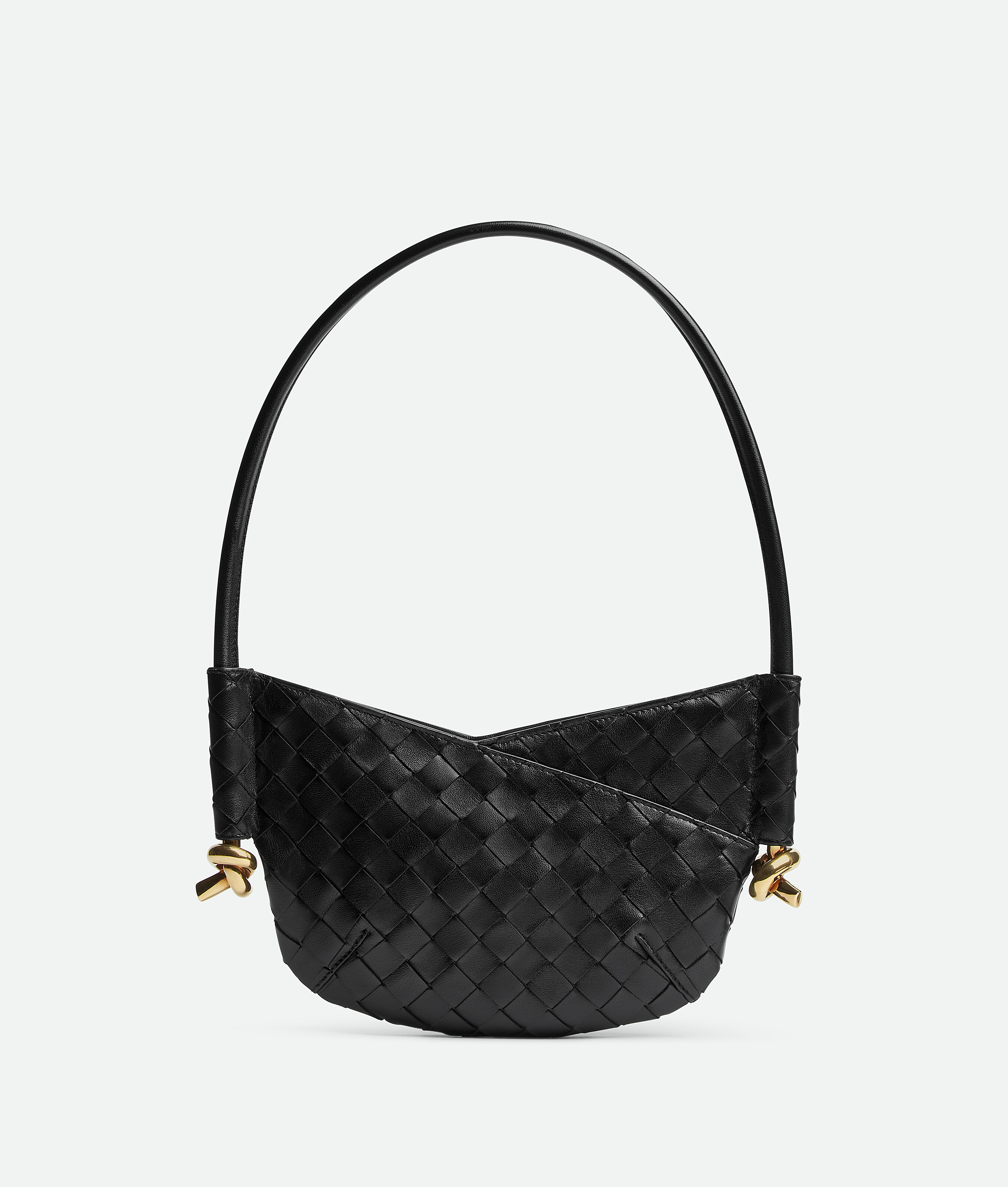 Bottega Veneta Mini Solstice Leather Shoulder Bag In Black
