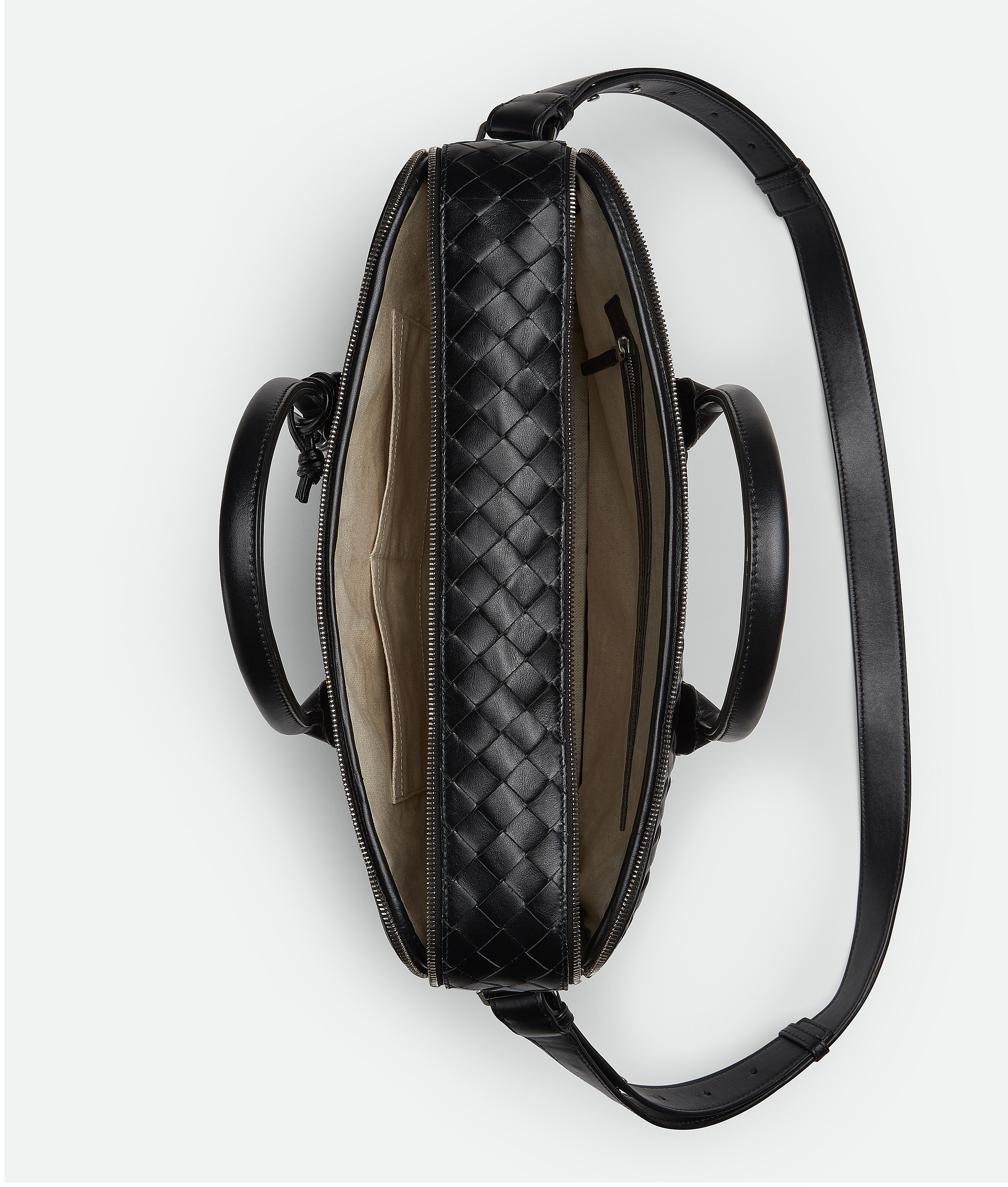 Bottega Veneta Gateway Bag In Woven Leather With Charm In Black