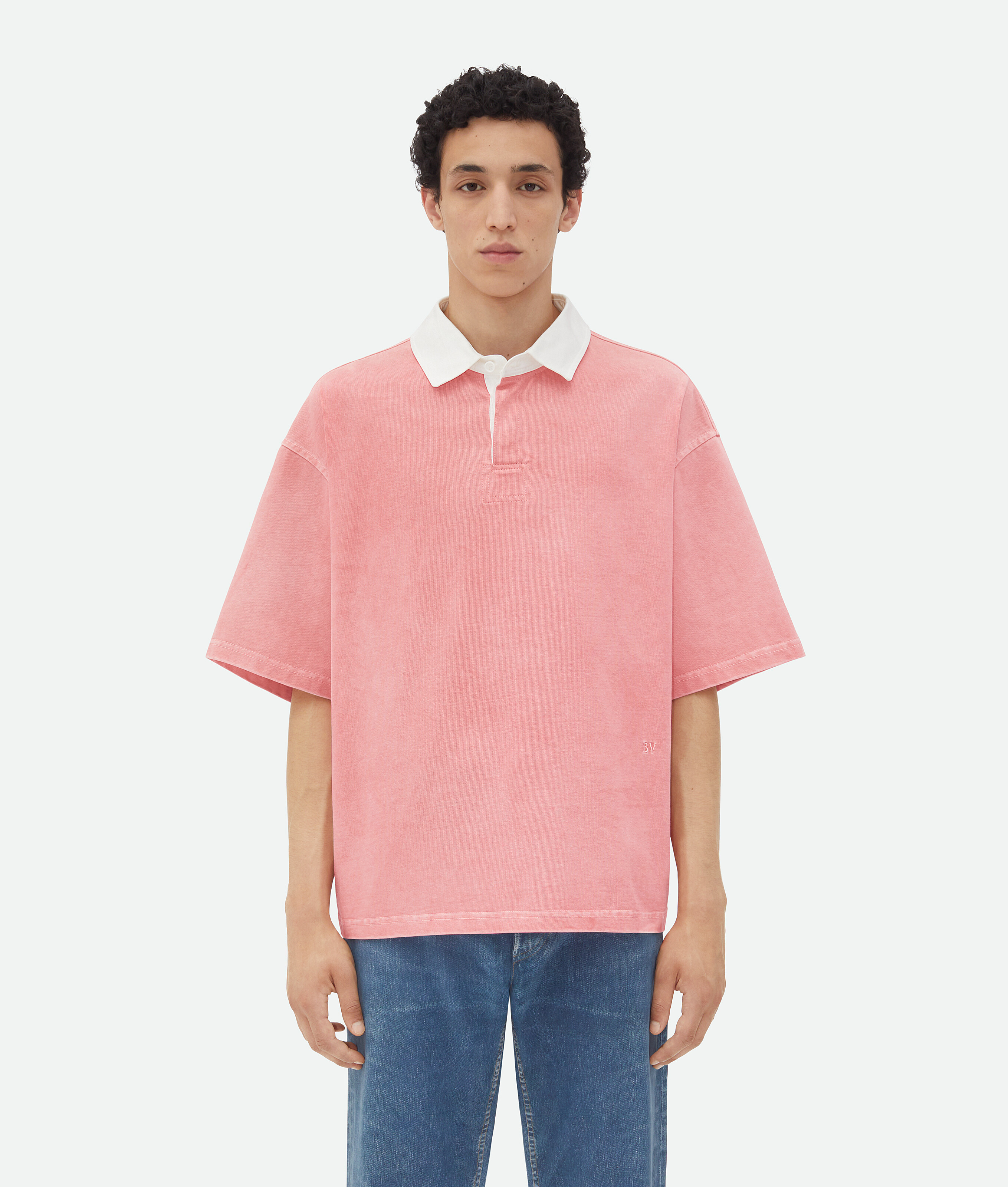 Bottega Veneta Washed Out Jersey Polo In Pink