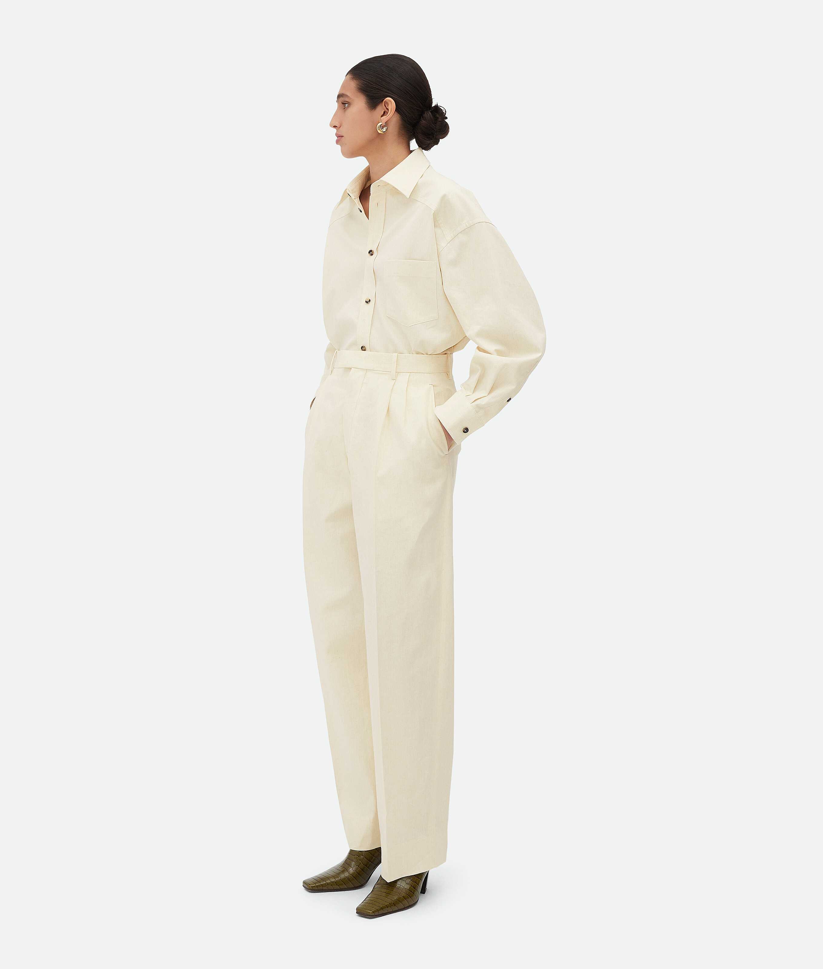 Shop Bottega Veneta Cotton Poplin Trousers In Toile