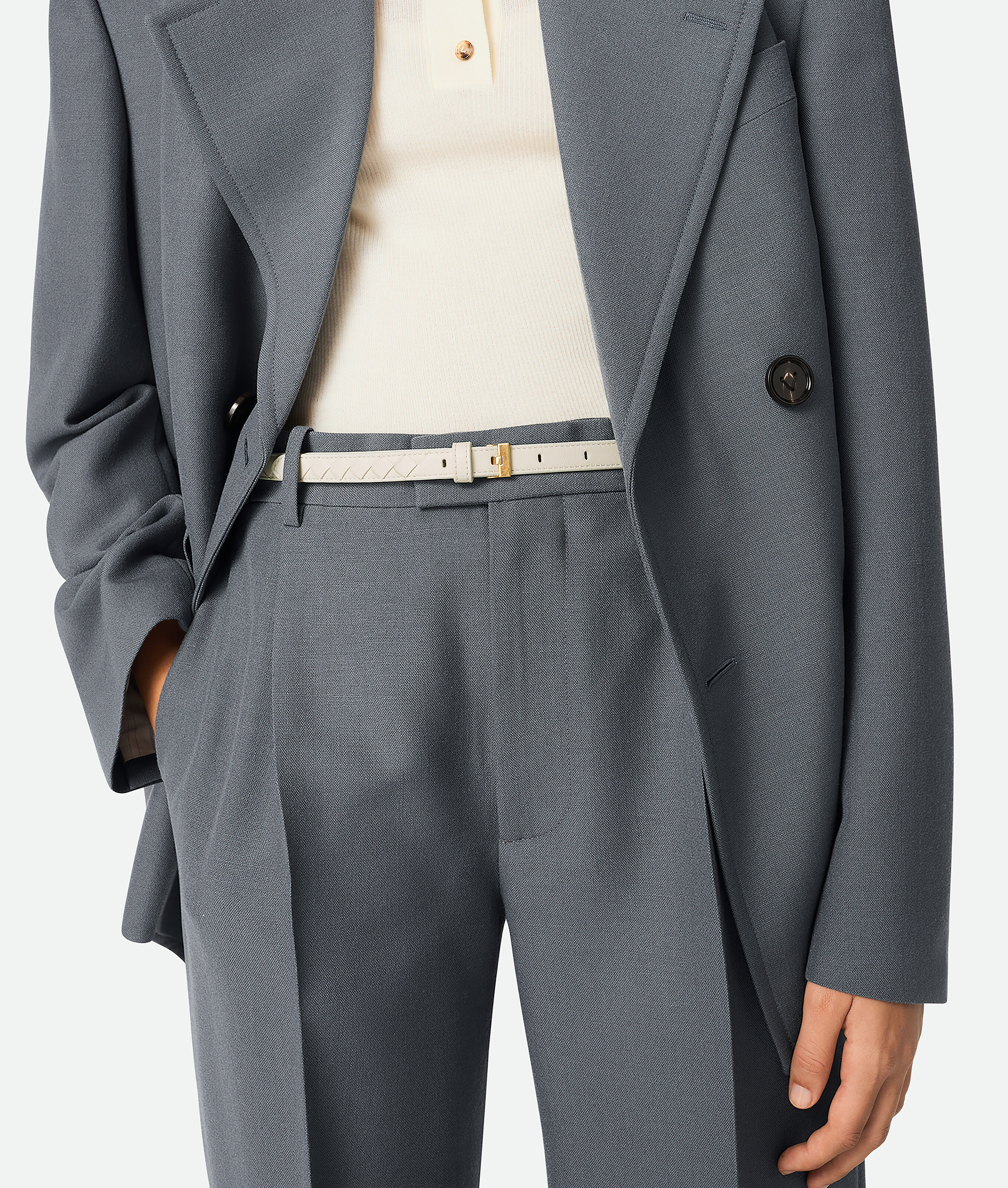 Bottega Veneta Adjustable Waist Belt In Chalk