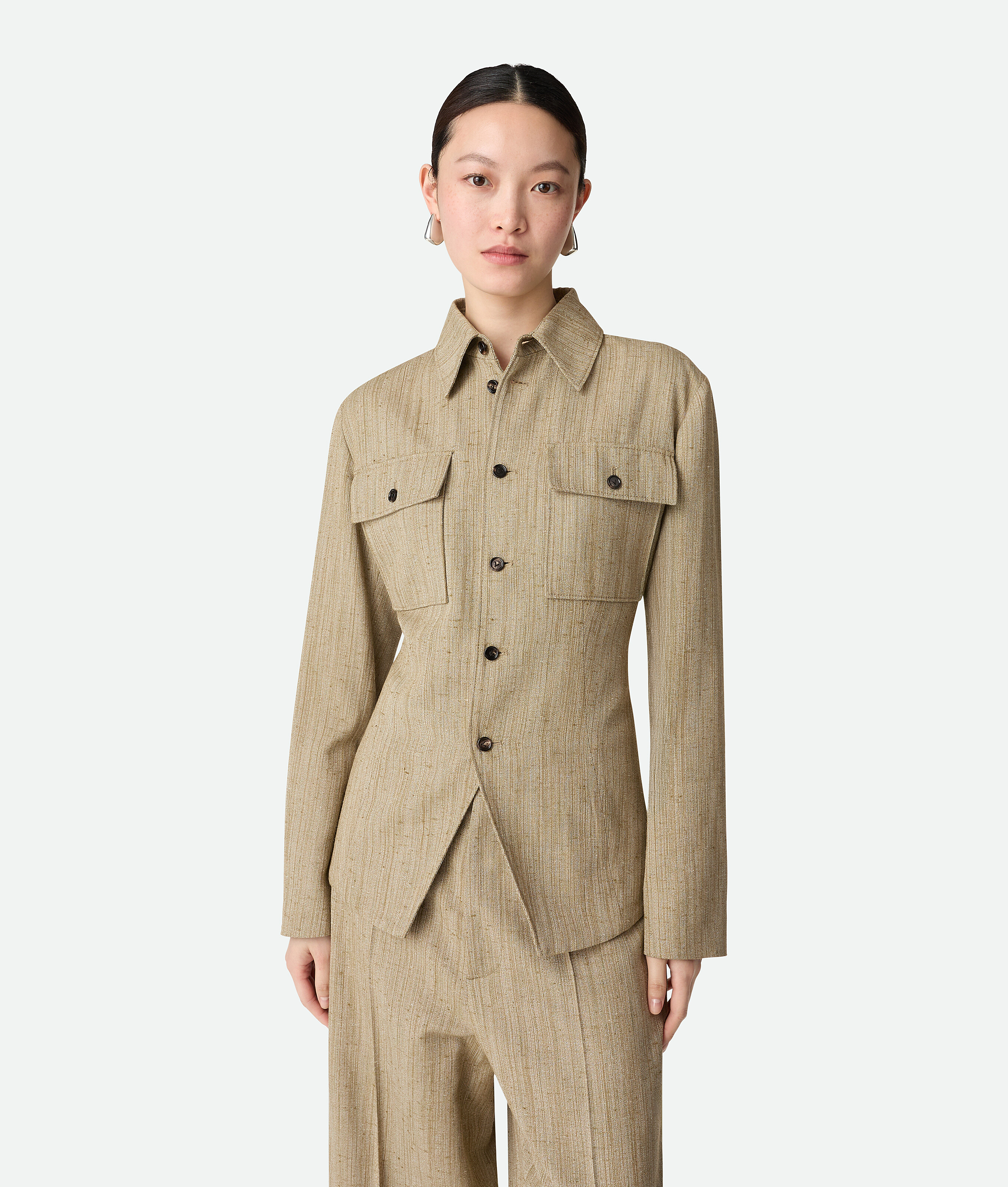 Bottega Veneta Viscose Silk Shirt Jacket - Algae - Woman - 6 - Viscose, Polyester & Silk