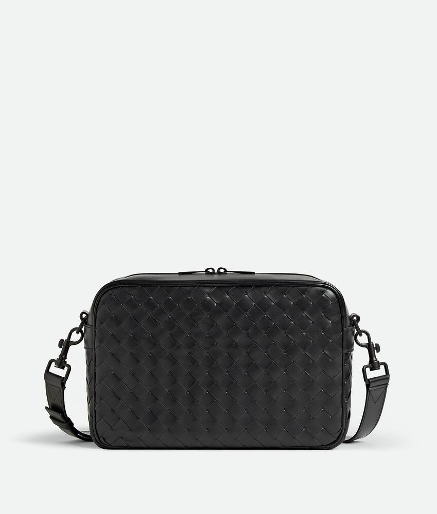 Bottega Veneta® Men's Medium Intrecciato Camera Bag in Mat black 