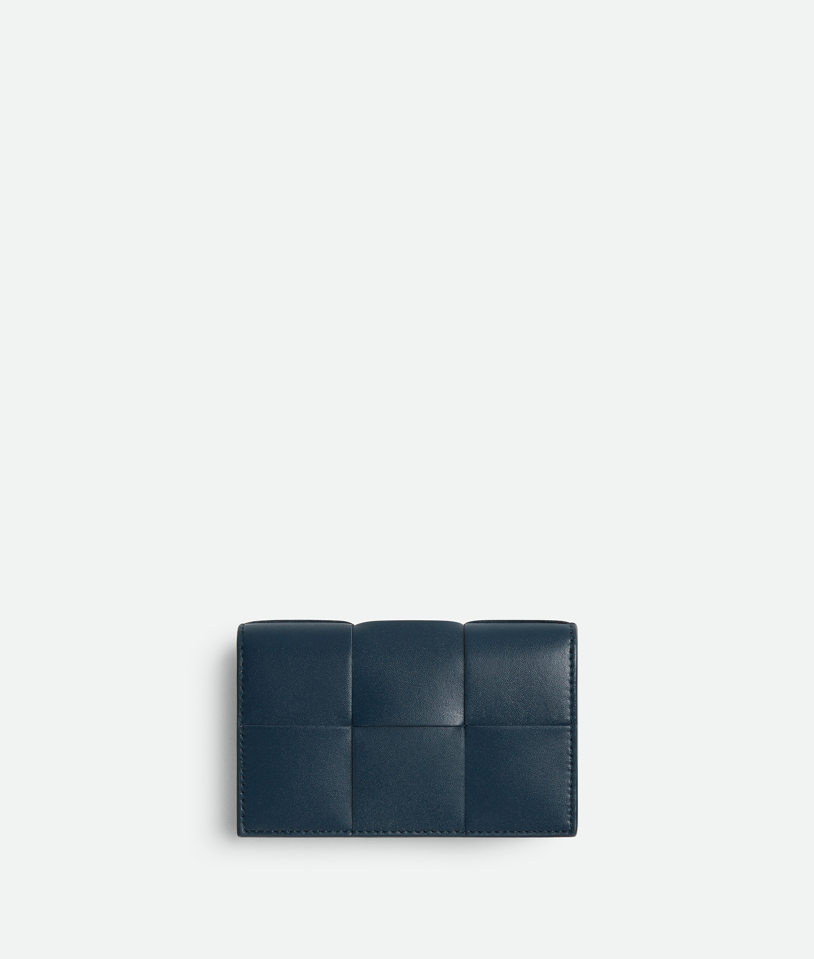 Shop Bottega Veneta Cassette Business Card Case In Deep Blue/ambra