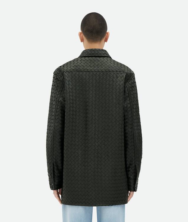 Bottega Veneta® Mens Intrecciato Relaxed Leather Shirt In Green Shop Online Now 7841