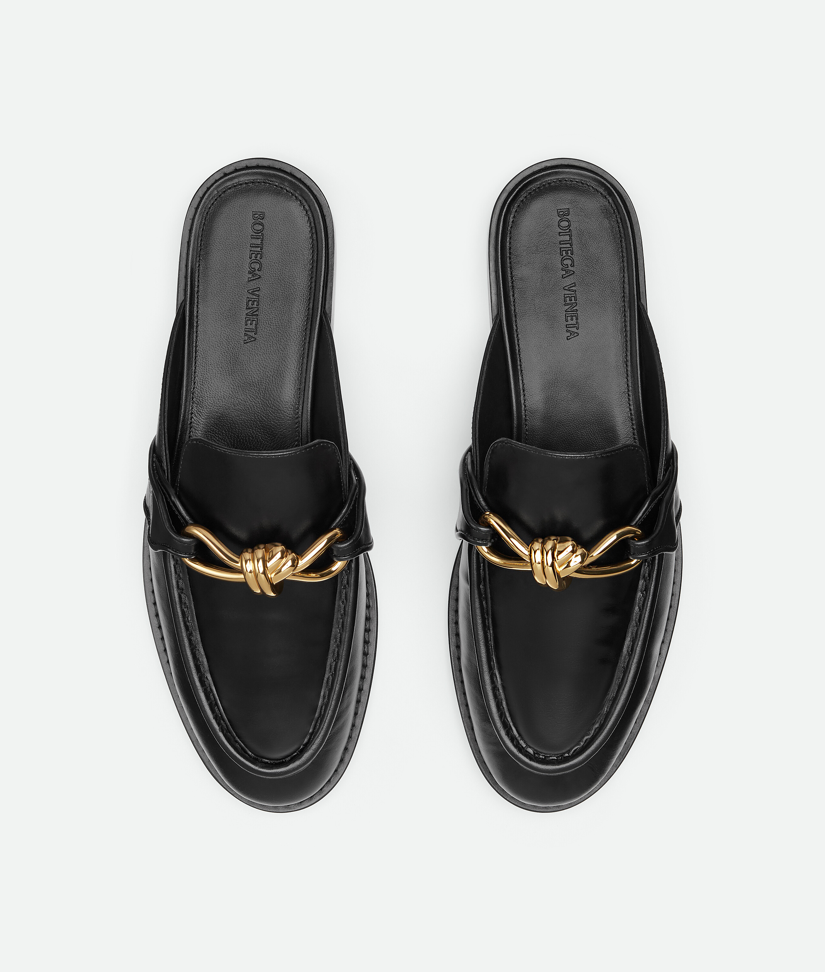Bottega Veneta Astaire Knot Leather Loafer Mules In Black