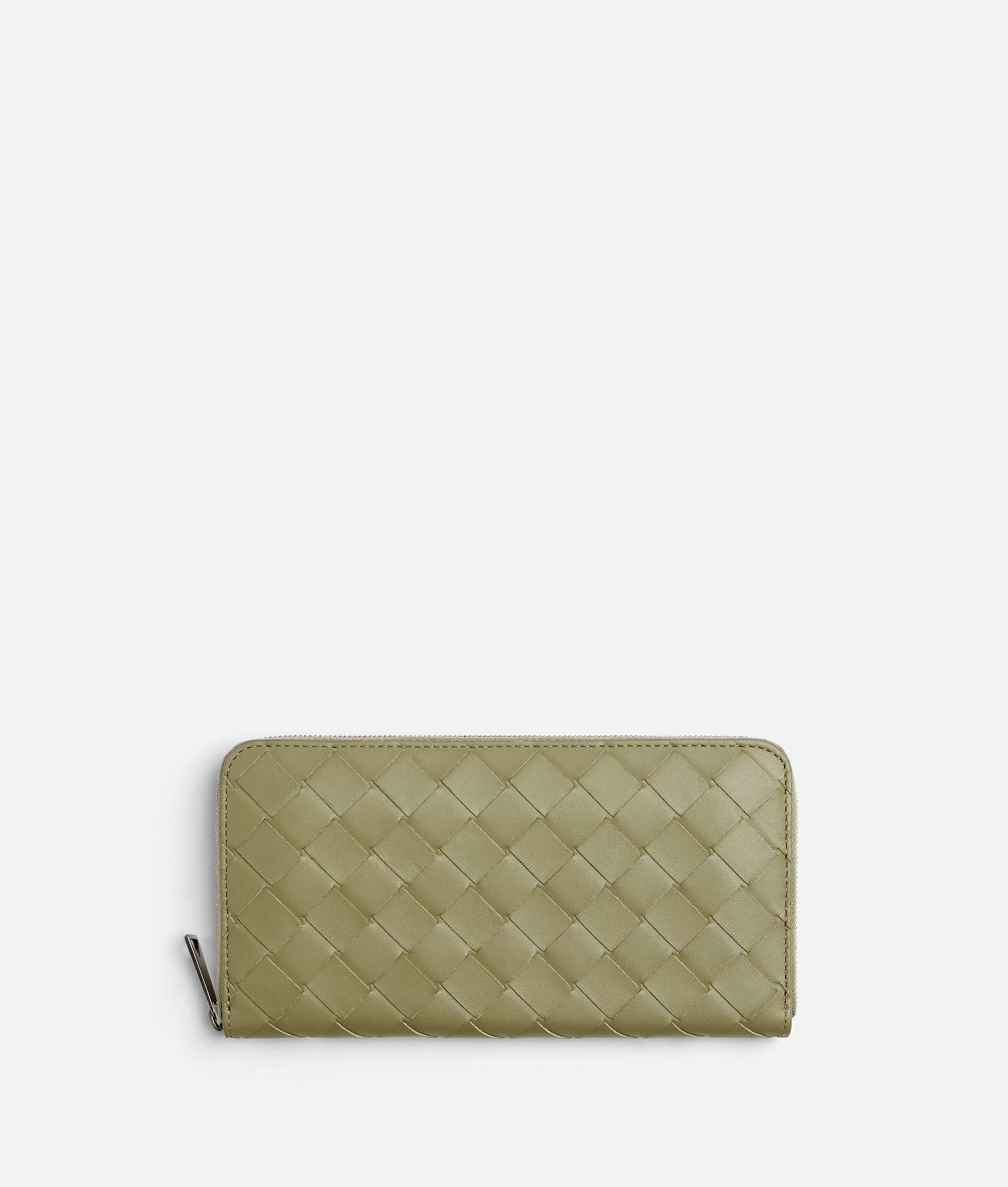 Bottega Veneta Intrecciato Zip Around Wallet In Green