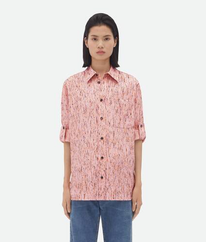 Display a large version of the product image 1 - Textured Viscose Stripe Shirt With "BV" Embroidery 