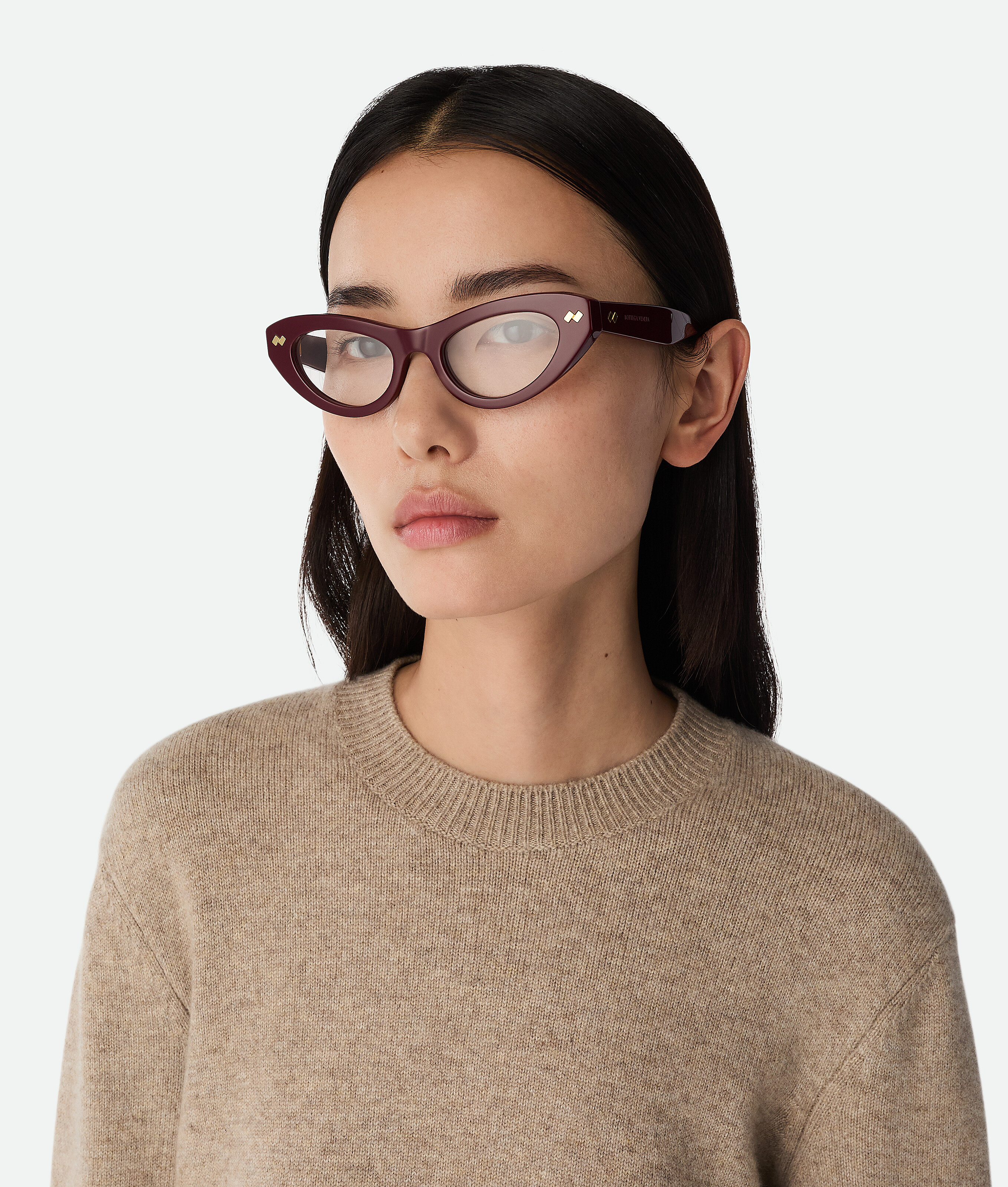 Bottega Veneta Bv1350s Linea Ribbon 005 Burgundy Brown Sunglasses In Burgundy/transparent